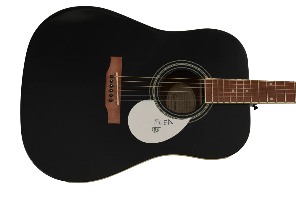 FLEA SIGNED AUTOGRAPH GIBSON EPIPHONE ACOUSTIC GUITAR RED HOT CHILI PEPPERS JSA