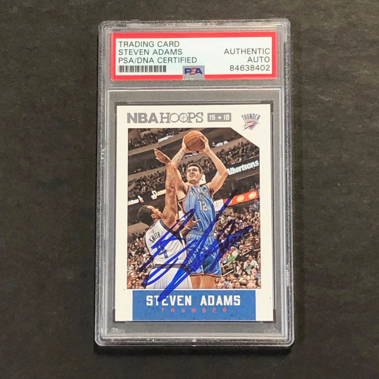 2015-16 NBA Hoops #258 Steven Adams Signed Card Auto PSA/DNA Slabbed Thunder