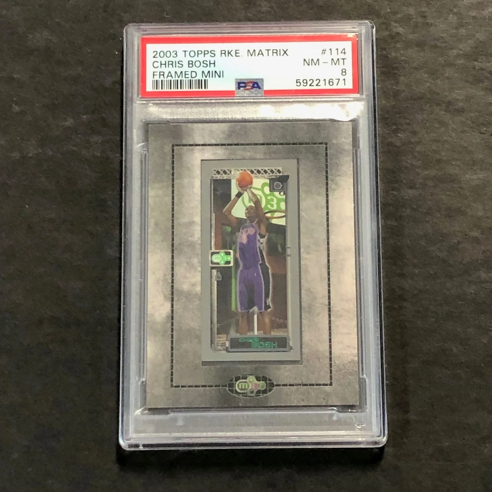 2003 Topps RKE Matrix #114 Chris Bosh PSA 8 NM-MT Framed MINI