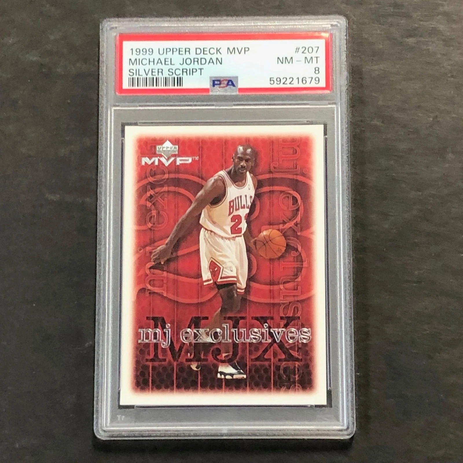 1999 Upper Deck MVP #207 Michael Jordan PSA 8 NM-MT Silver Script