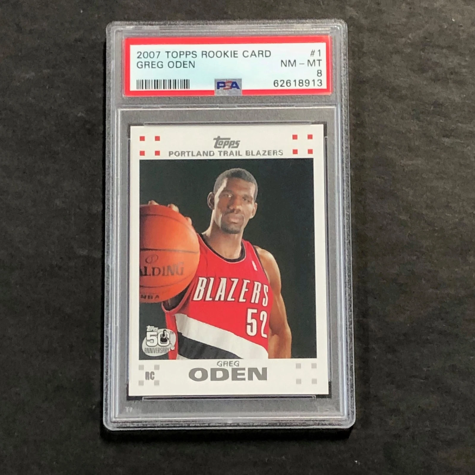 2007 Topps Rookie Card #1 Greg Oden PSA 8 NM-MT Blazers