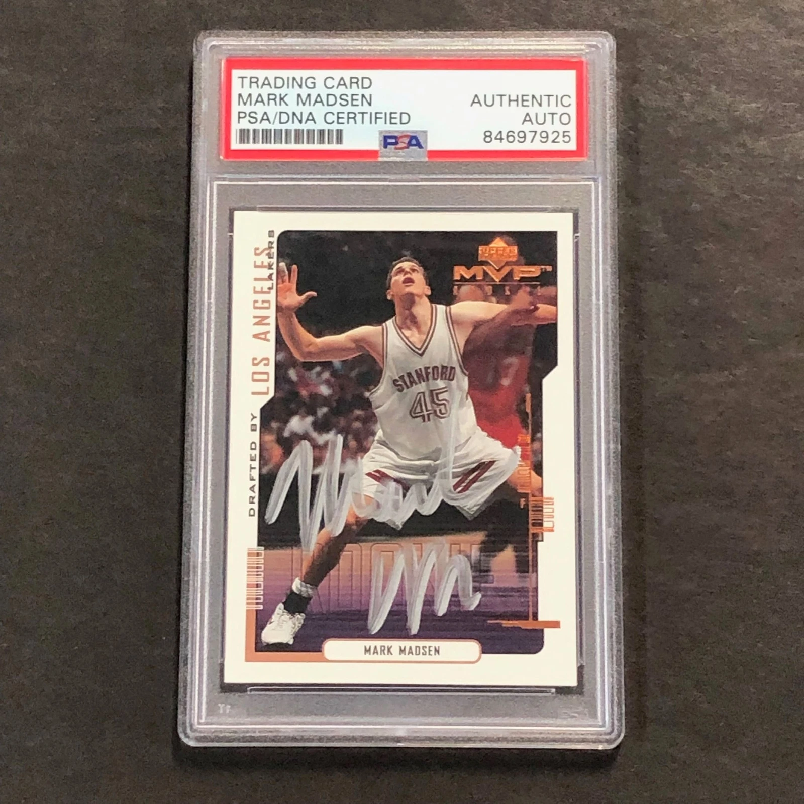 2000-01 Upper Deck MVP #213 Mark Madsen Signed Card AUTO PSA Slabbed Lakers