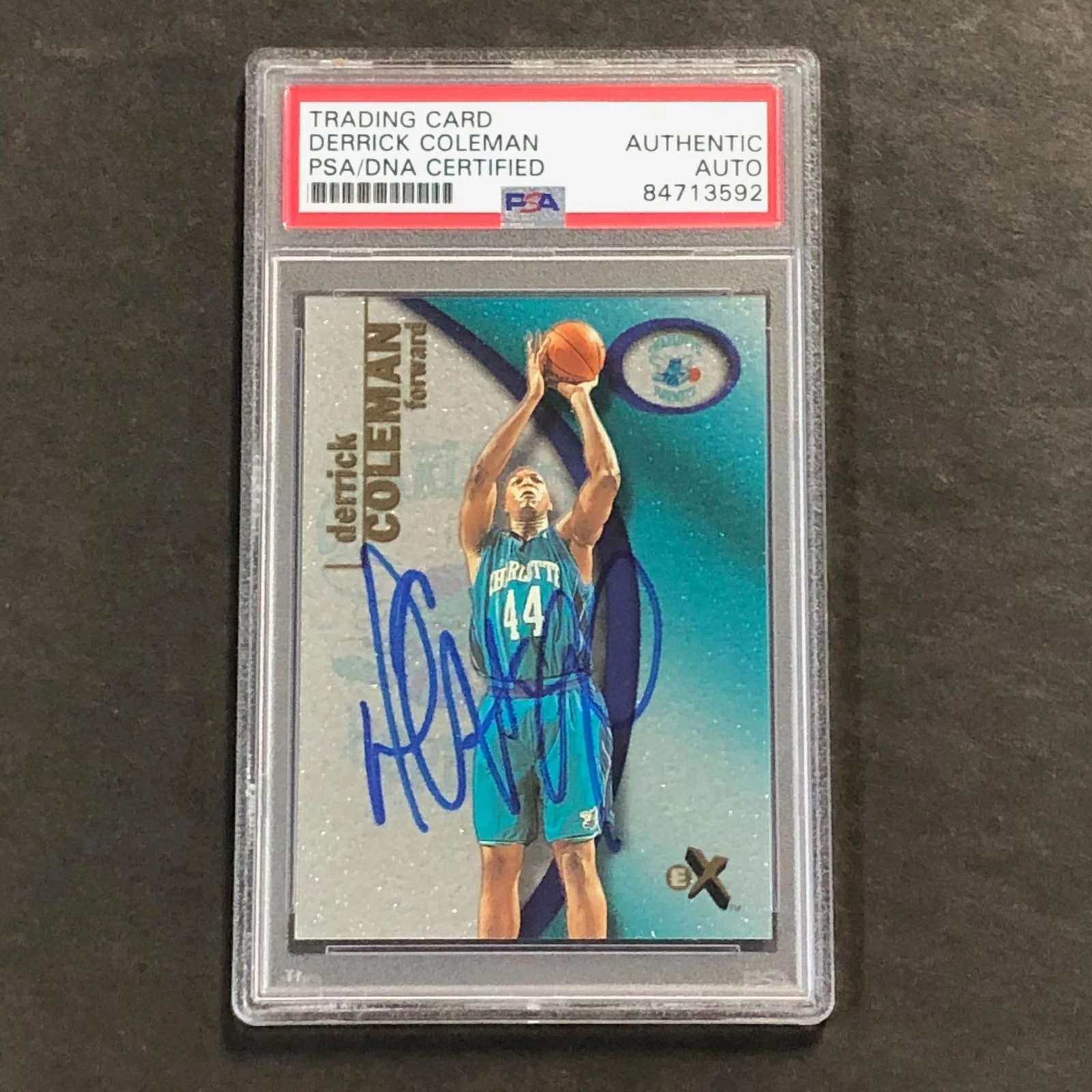 2000-2001 Fleer #9 Derrick Coleman Signed Card AUTO PSA Slabbed Hornets