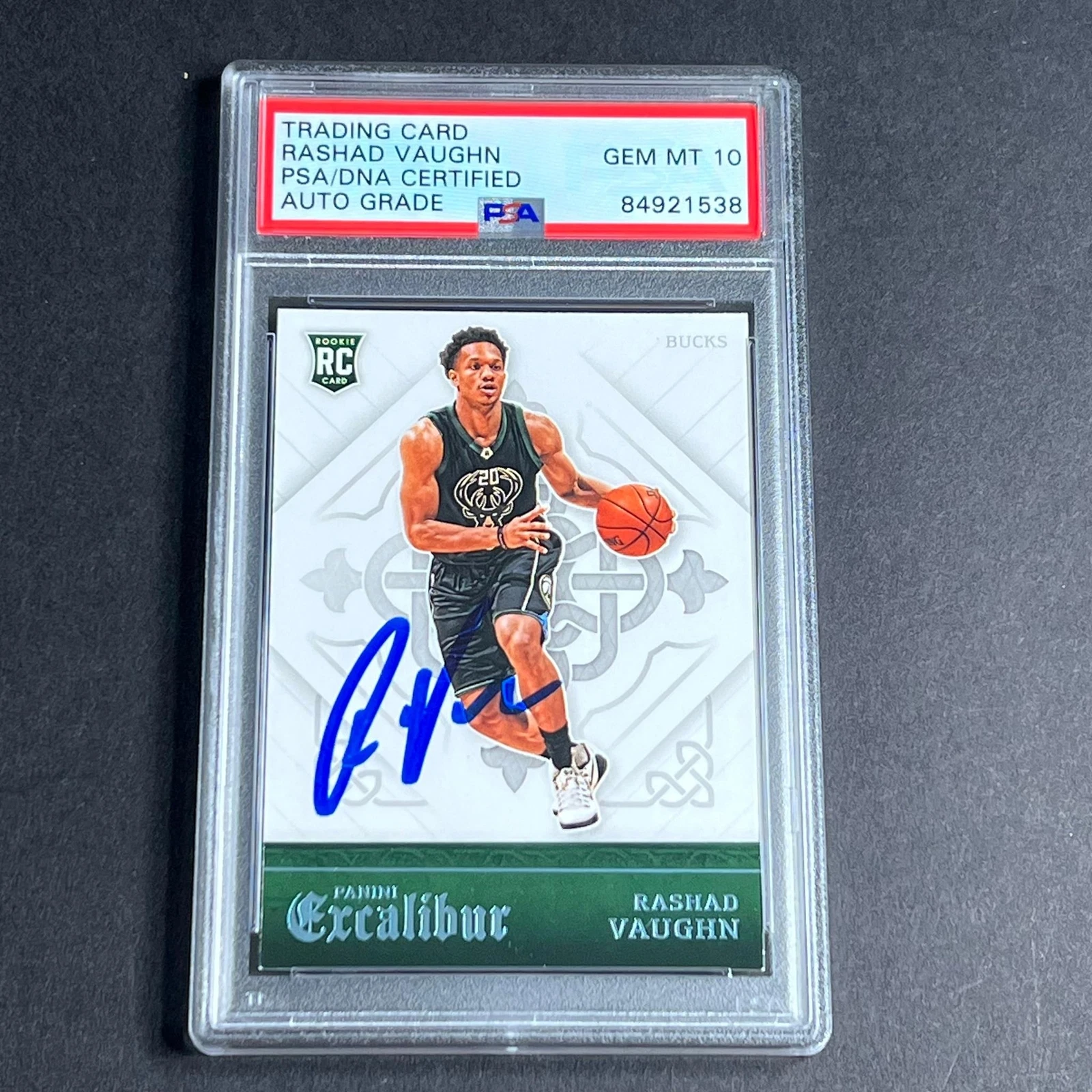 2015-16 Panini Excalibur #175 Rashad Vaughn Signed Card AUTO Grade 10 PSA Slabbe