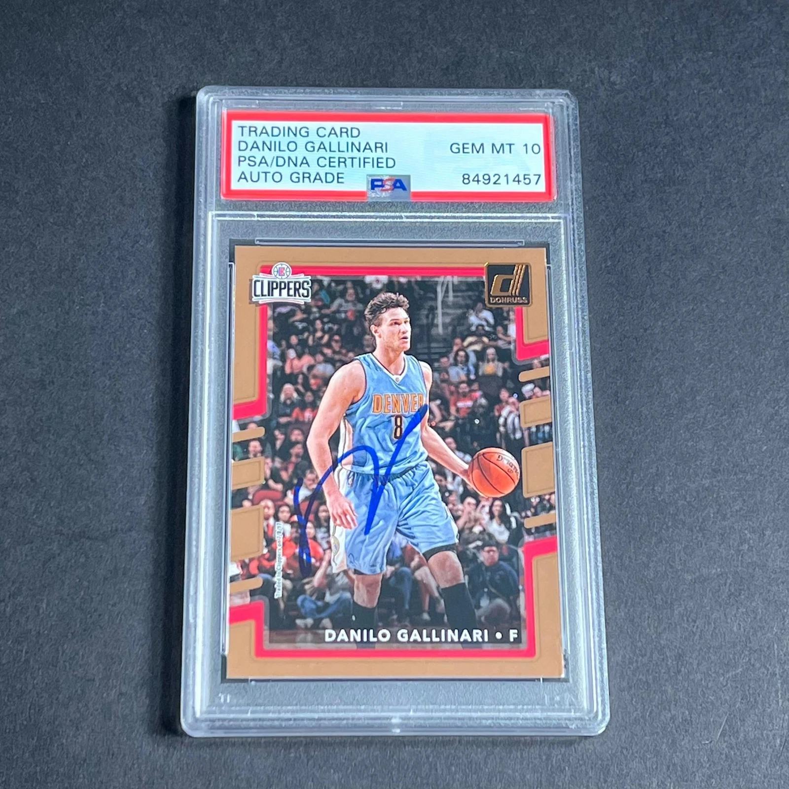 2017-18 Panini Donruss #62 Danilo Gallinari Signed AUTO 10 Grade PSA Slabbed Cli