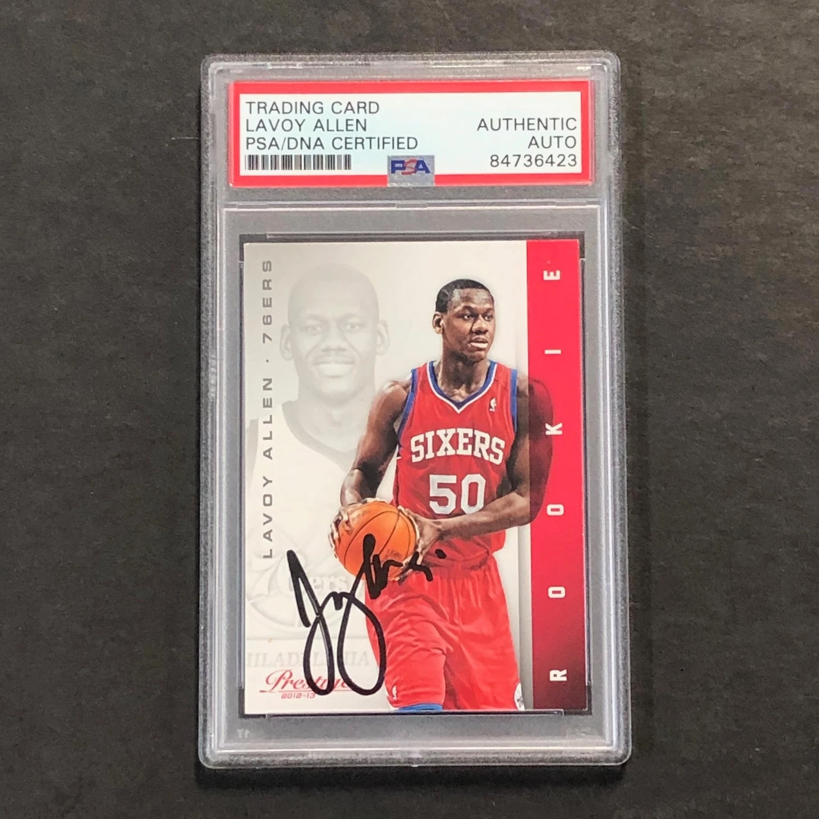 2012-13 PANINI PRESTIGE #185 LAVOY ALLEN Signed Card AUTO PSA Slabbed 76ers
