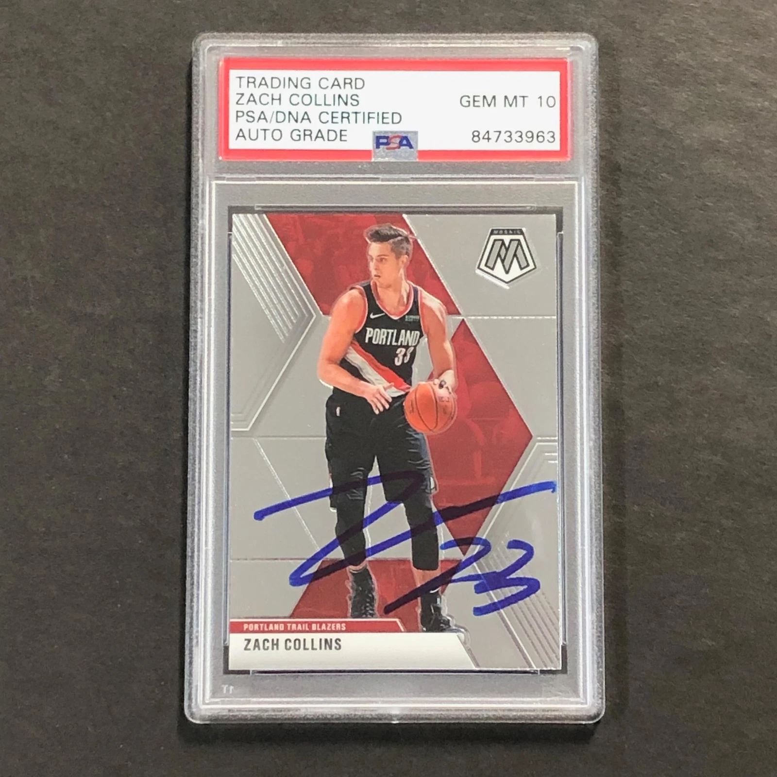 2019-20 Panini Mosaic #45 ZACH COLLINS Signed Card AUTO Grade 10 PSA Slabbed Bla