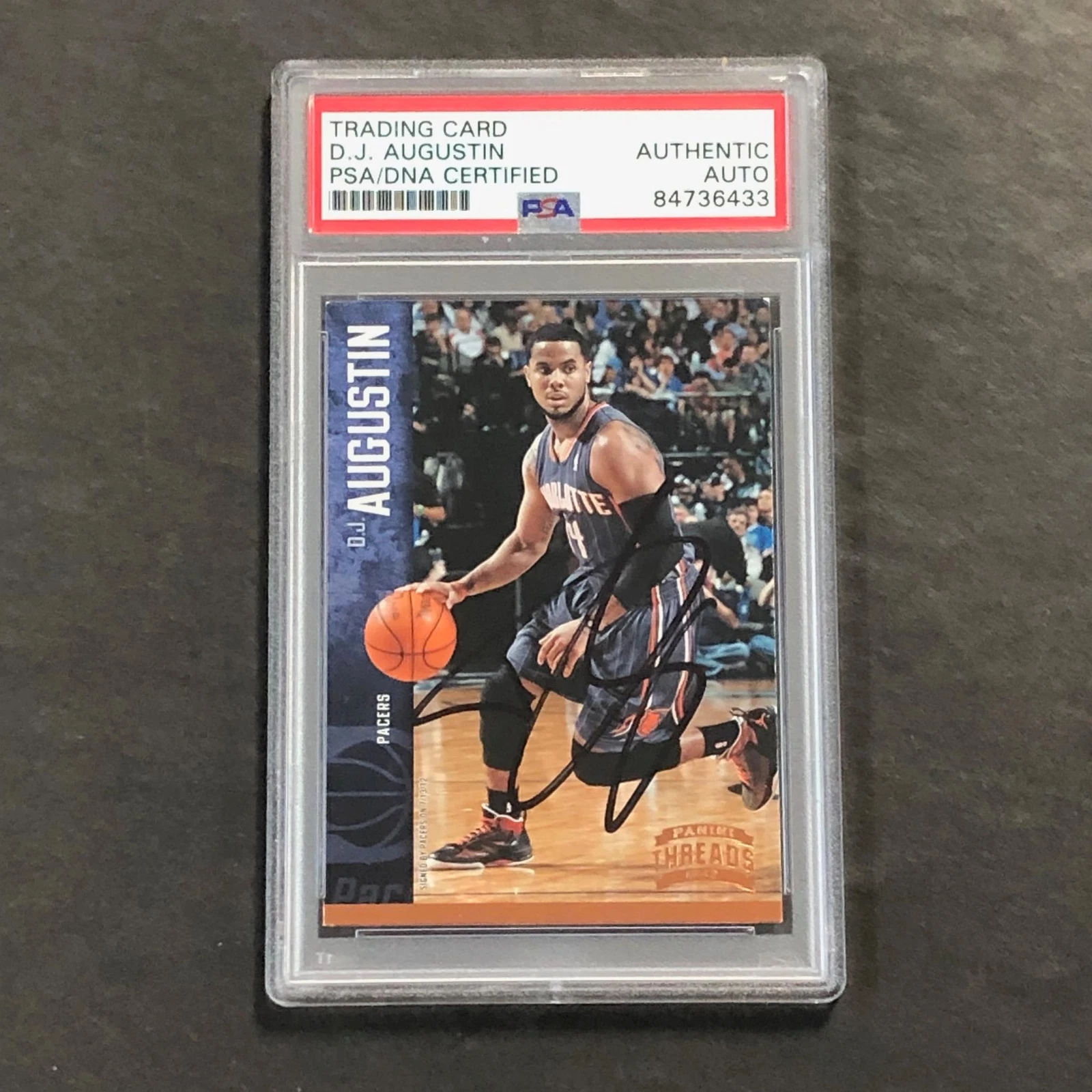 2012-13 Panini Threads #12 D.J. Augustin Signed Card AUTO PSA Slabbed Pacers