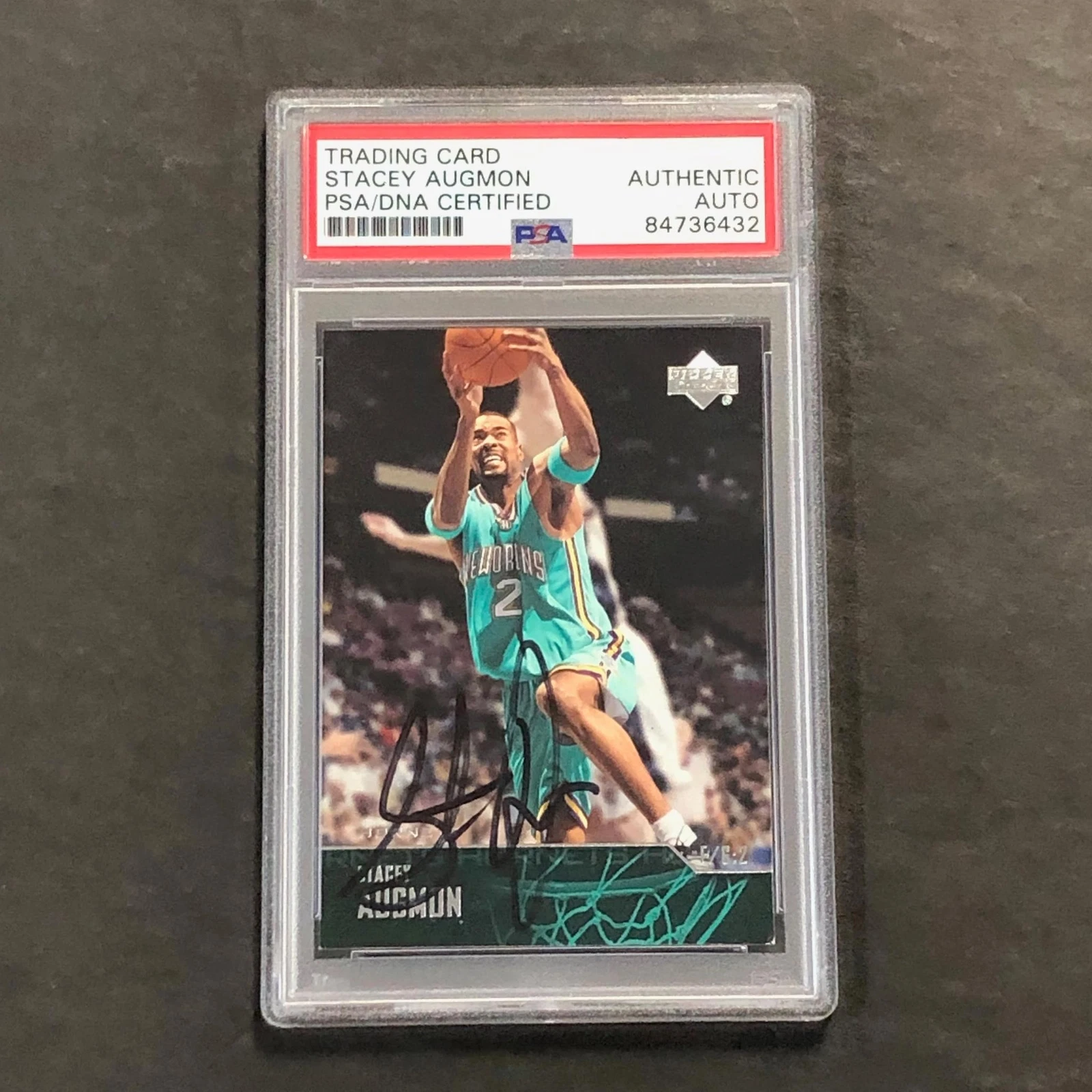 2003-04 Upper Deck #186 Stacey Augmon Signed Card PSA Slabbed Hornets