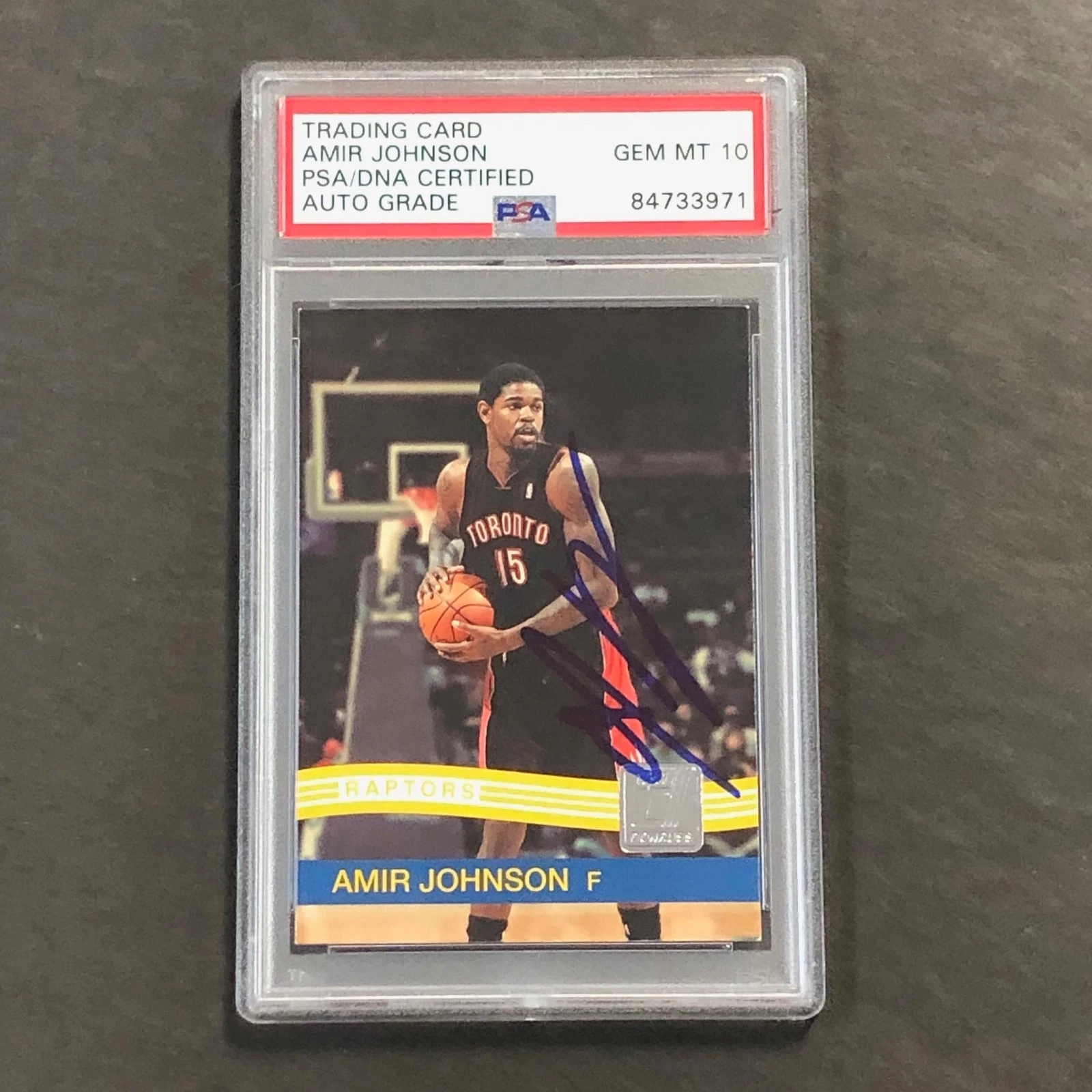 2010-11 Donruss #35 Amir Johnson Signed Card AUTO 10 PSA Slabbed Raptors