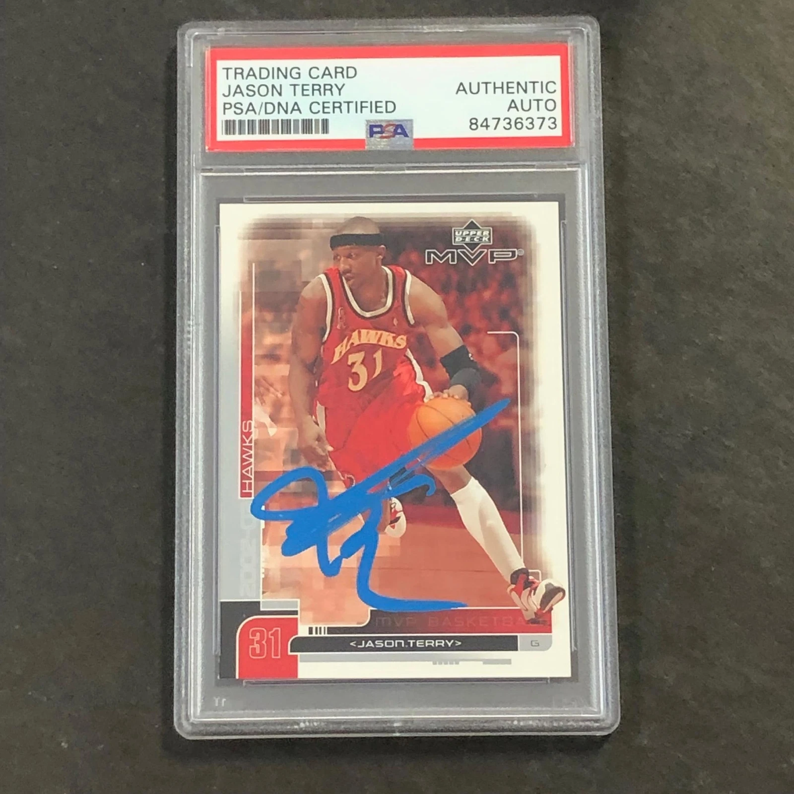 2003 Upper Deck MVP #2 Jason Terry Signed Card AUTO PSA Slabbed Hawks