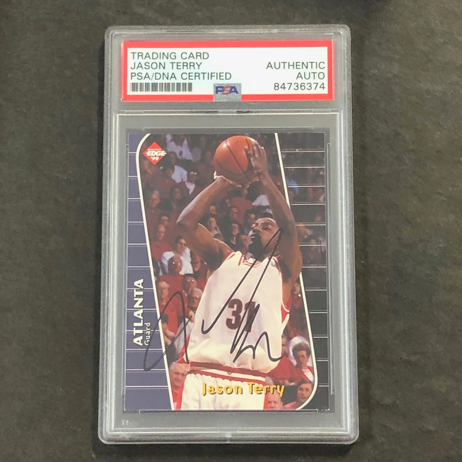 1999 Edge #JT Jason Terry Signed Card AUTO PSA Slabbed Hawks