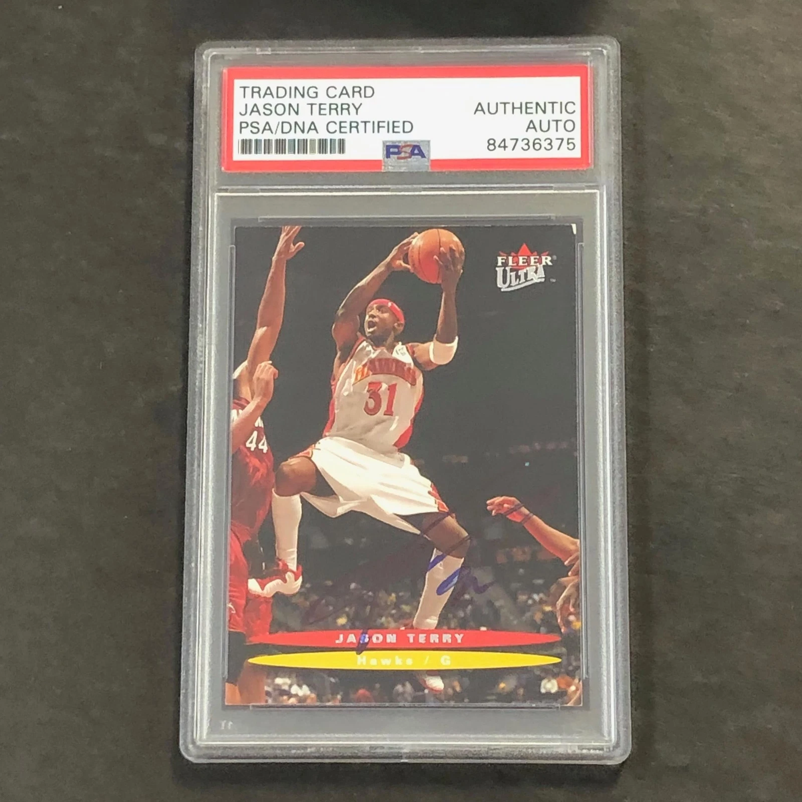 2003-04 Fleer Ultra #124 Jason Terry Signed Card AUTO PSA Slabbed Hawks