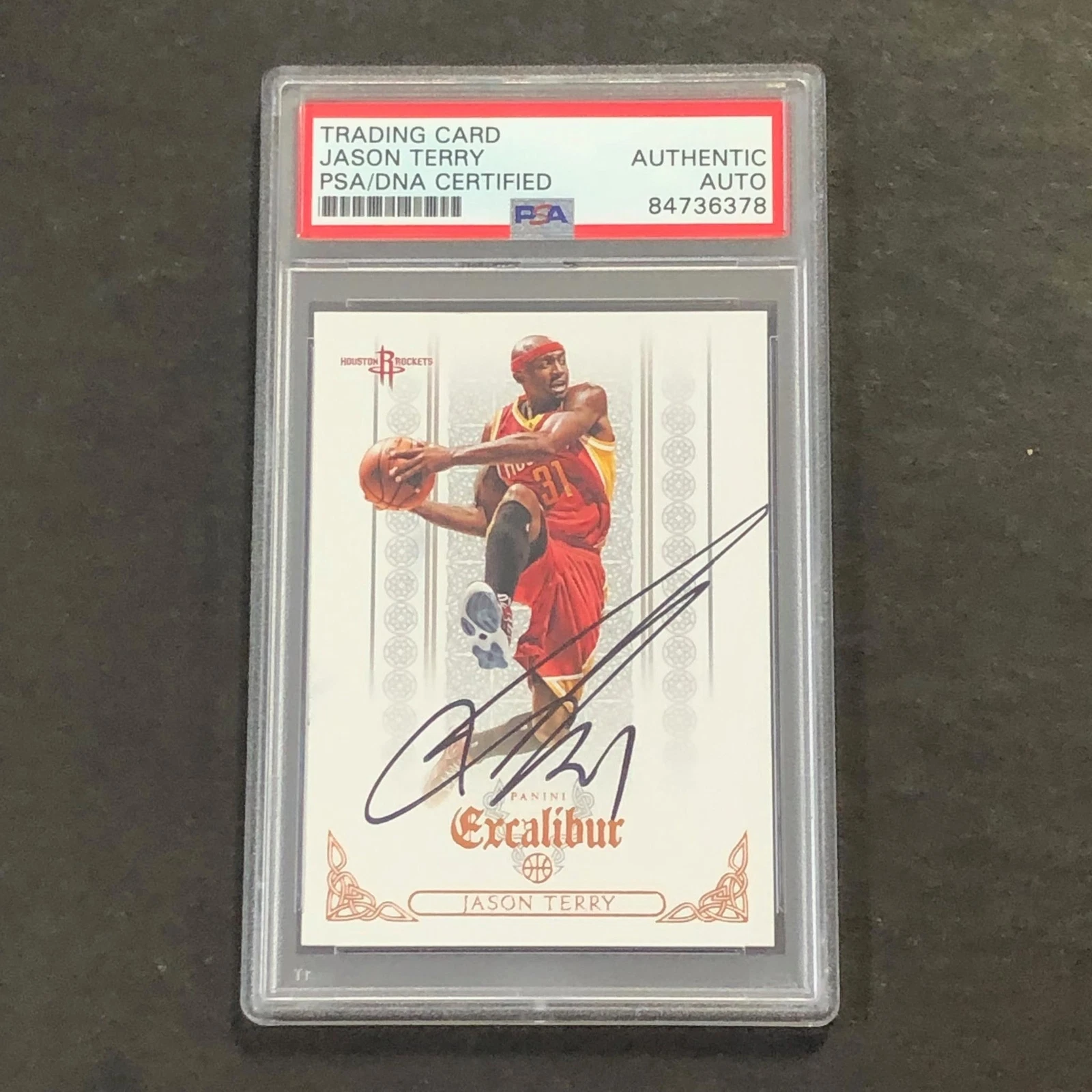 2014-15 Panini Excalibur #133 Jason Terry Signed Card AUTO PSA Slabbed Rockets