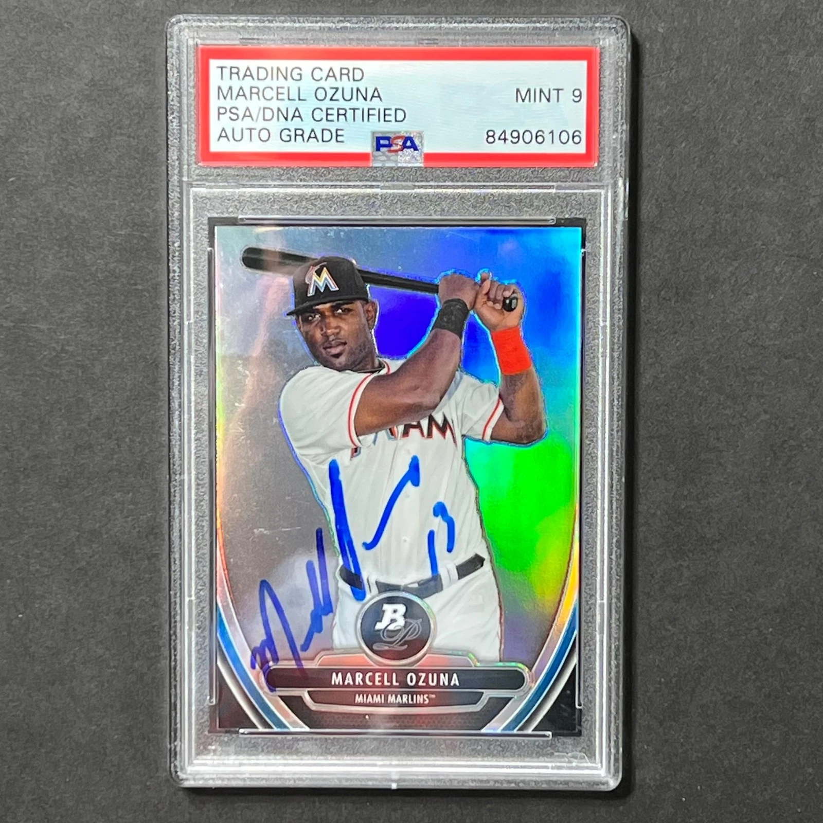 2013 Bowman Platinum #BPCP90 Marcell Ozuna Signed Card PSA Slabbed Auto 9 Marlin