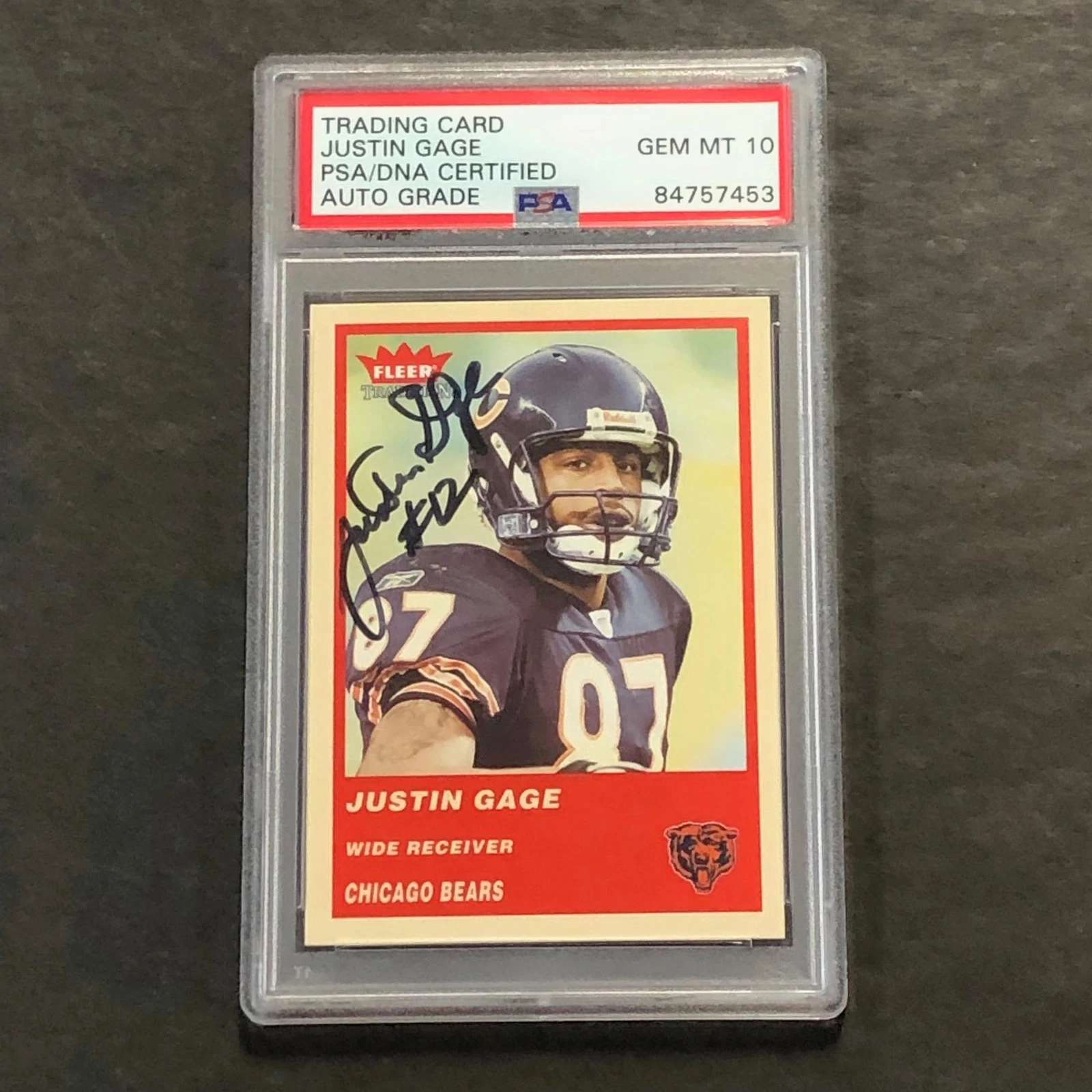 2004 Fleer Traditions #165 Justin Gage Signed Card PSA Slabbed Auto Chicago Bear