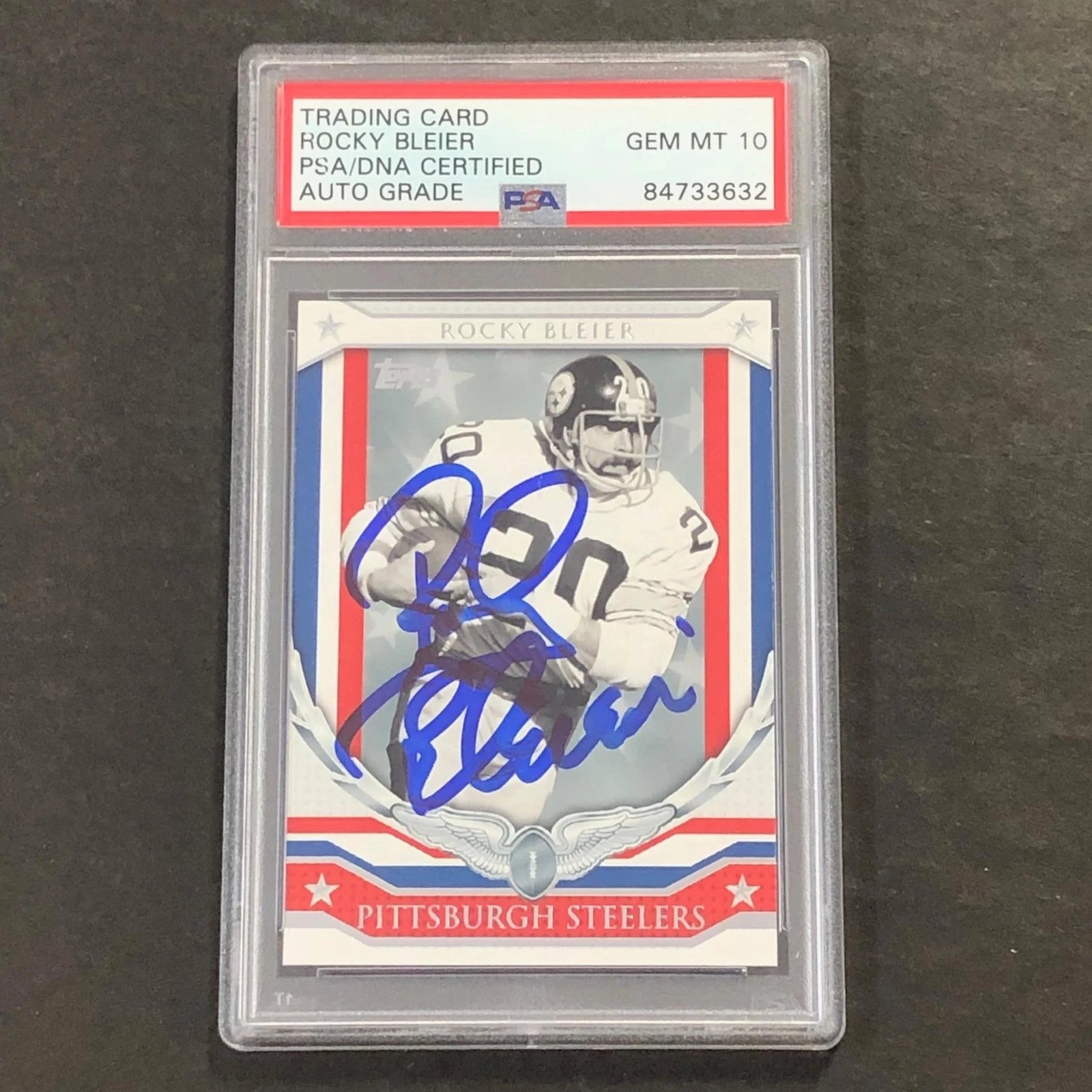 2008 Topps Football #HR-RB Rocky Bleier Signed Card AUTO 10 PSA slabbed Steelers