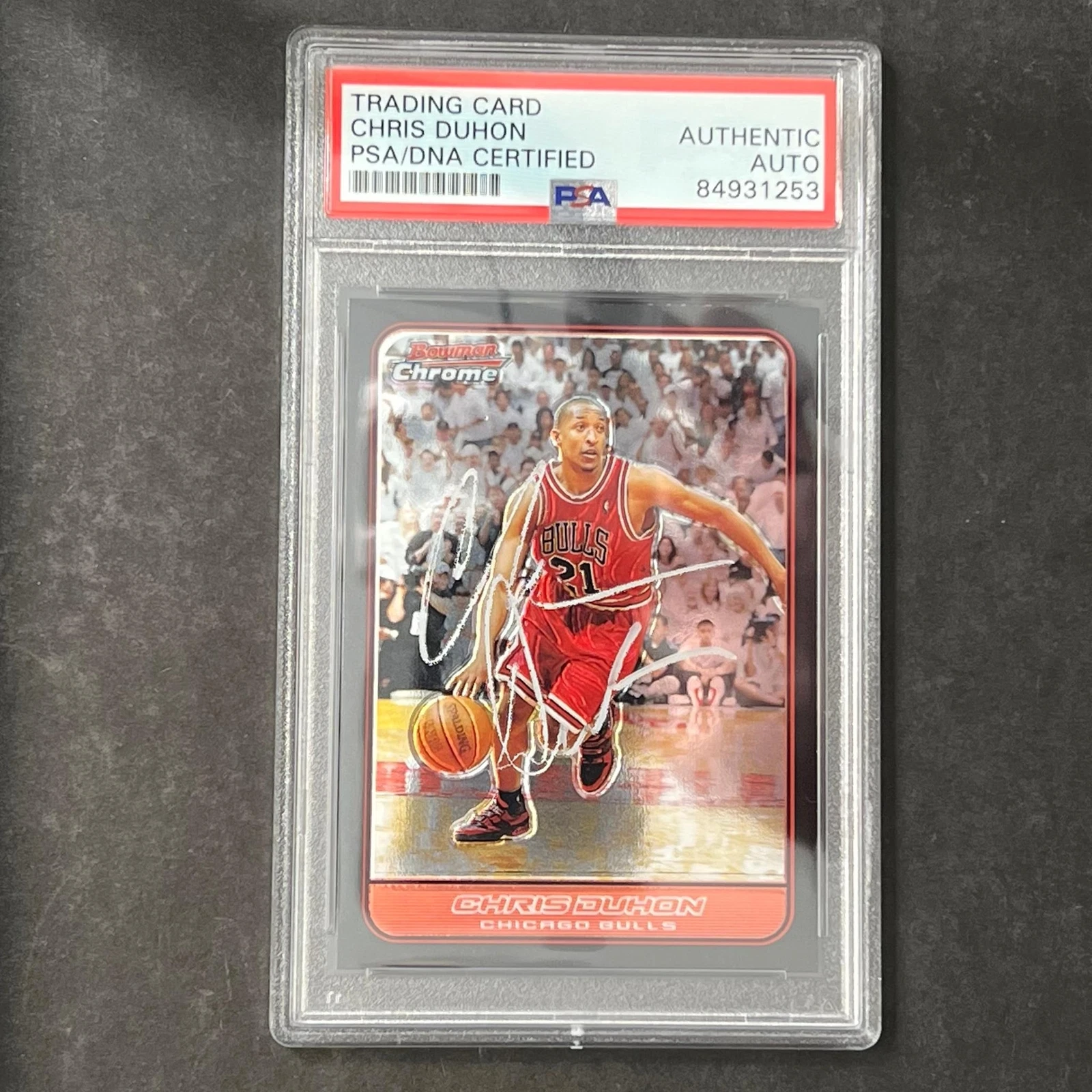 2005 Topps Bowman Chrome #66 Chris Duhon Signed Card PSA Slabbed Bulls