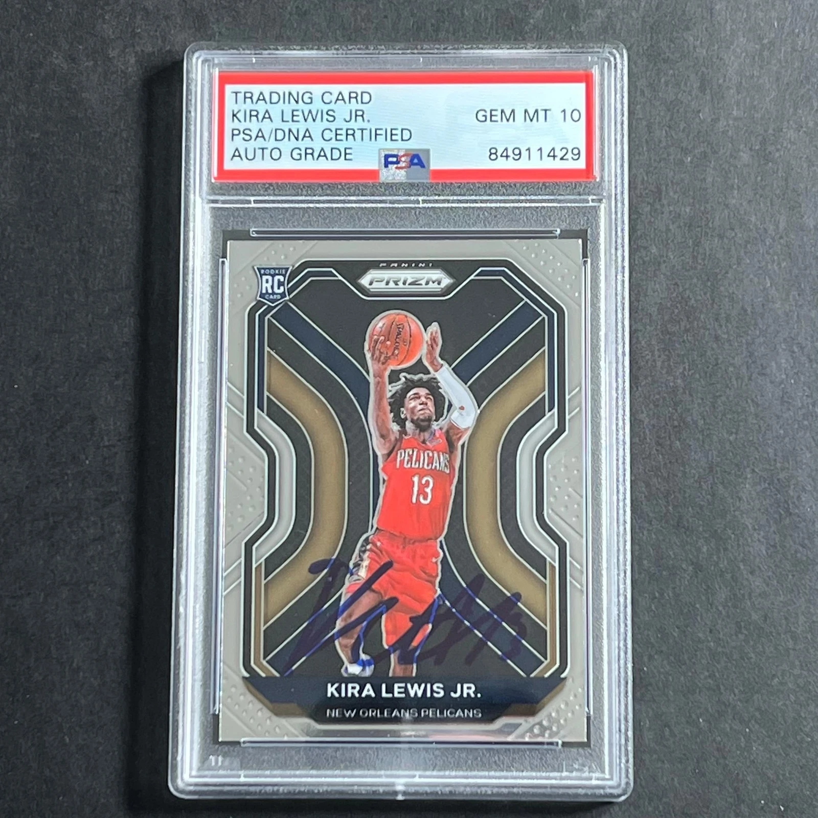 2020-21 Panini Prizm #272 Kira Lewis Jr. Signed Card AUTO 10 PSA Slabbed Pelican