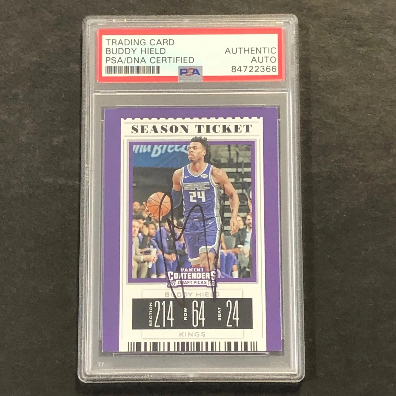 2019-20 Panini Contenders #6 Buddy Hield Signed Card AUTO PSA Slabbed Kings