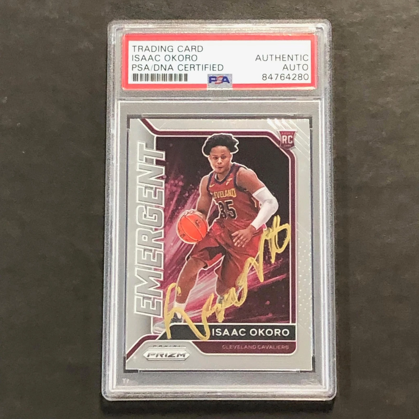 2020-21 Panini Prizm Emergent #15 Isaac Okoro Signed Card AUTO PSA Slabbed RC Ca