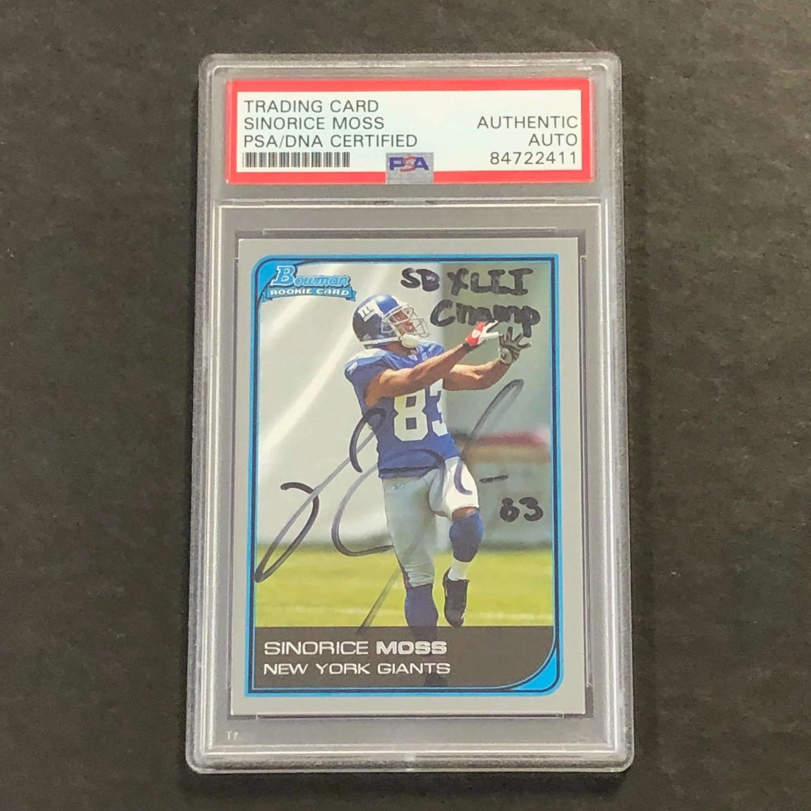 2006 Topps Bowman Football #155 Sinorice Moss Signed Card PSA Slabbed Auto Giant