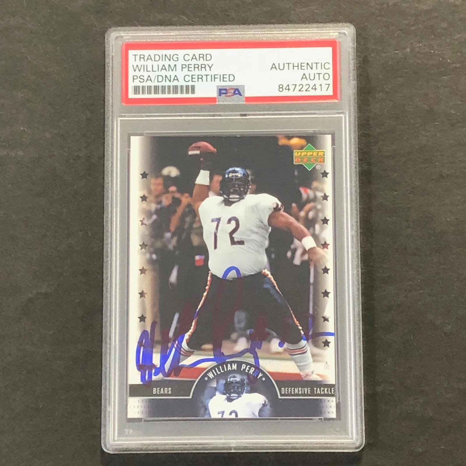 2005 Upper Deck #15 William Perry signed card PSA Slabbed Chicago Bears Signed