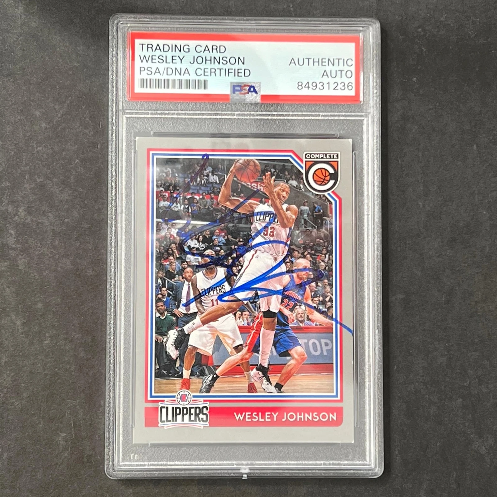 2016-17 Panini Complete #72 Wesley Johnson Signed Card Autographed AUTO PSA Slab