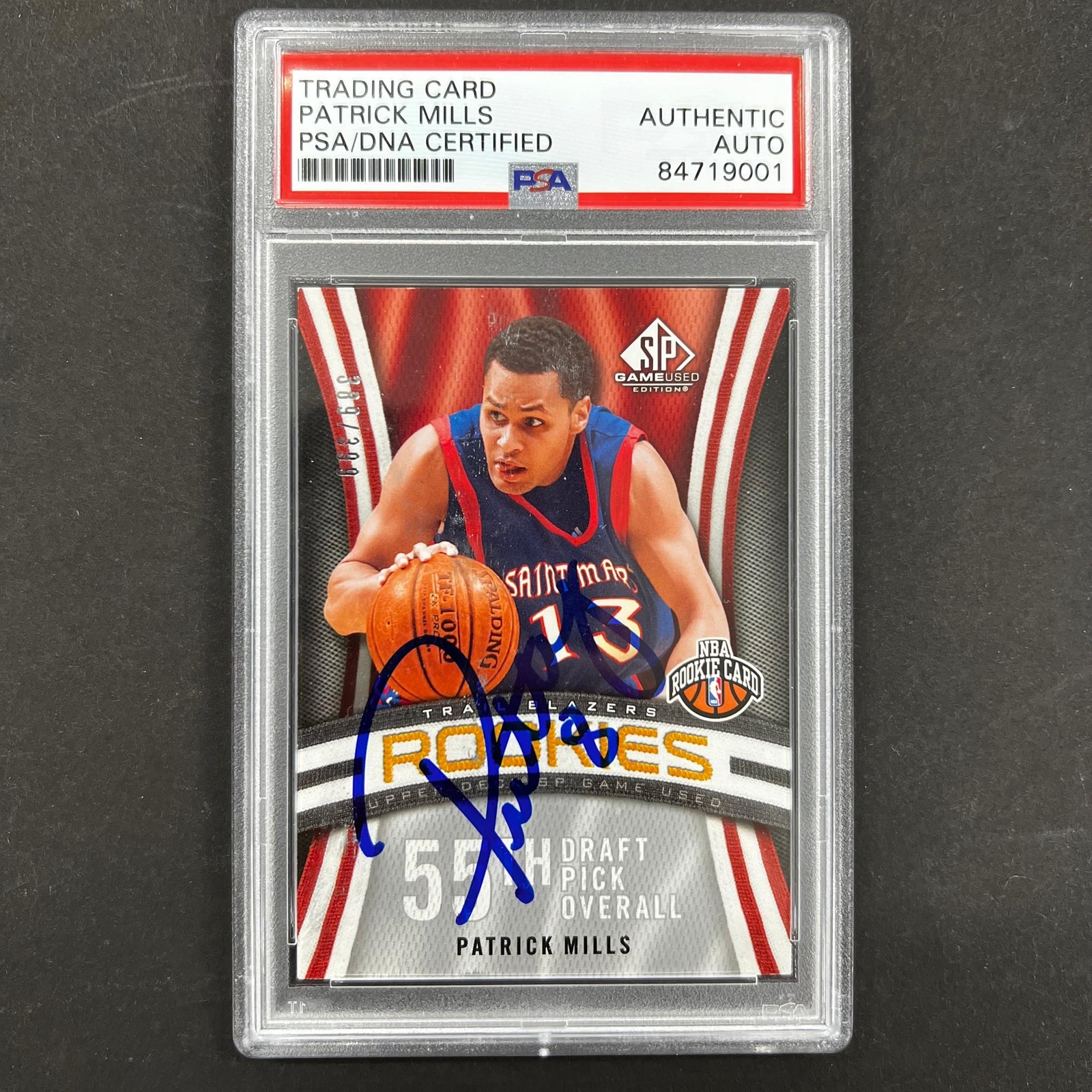 2009-10 Upper Deck Game Used #129 Patrick Mills Signed Card AUTO PSA Slabbed Sai