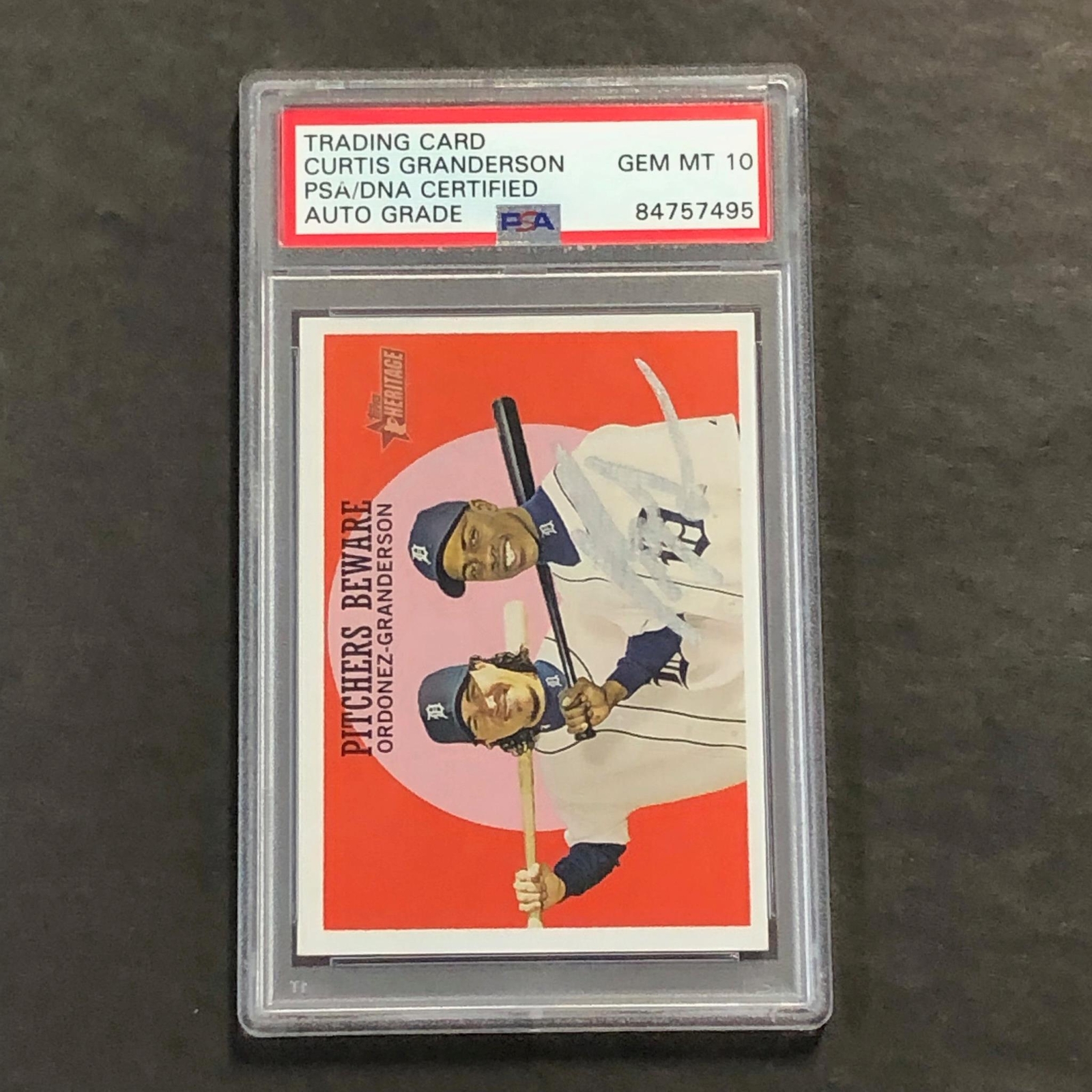 2008 Topps Heritage #34 Curtis Granderson Signed Card PSA Slabbed Auto 10 Tigers