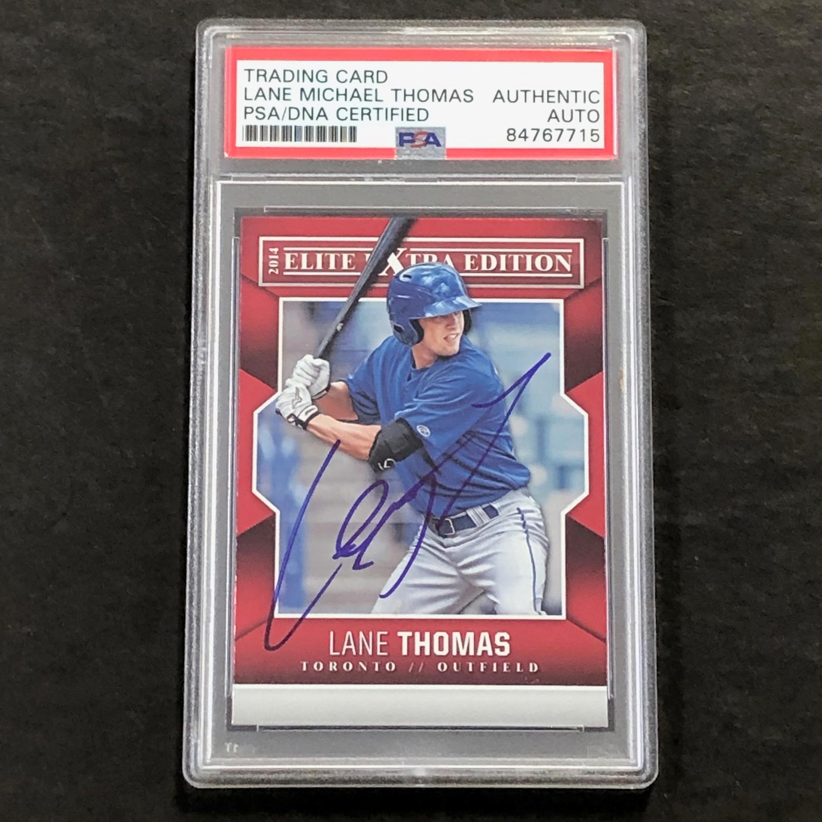 2014 Panini Elite #28 Lane Thomas Signed PSA/DNA Slabbed AUTO Blue Jays