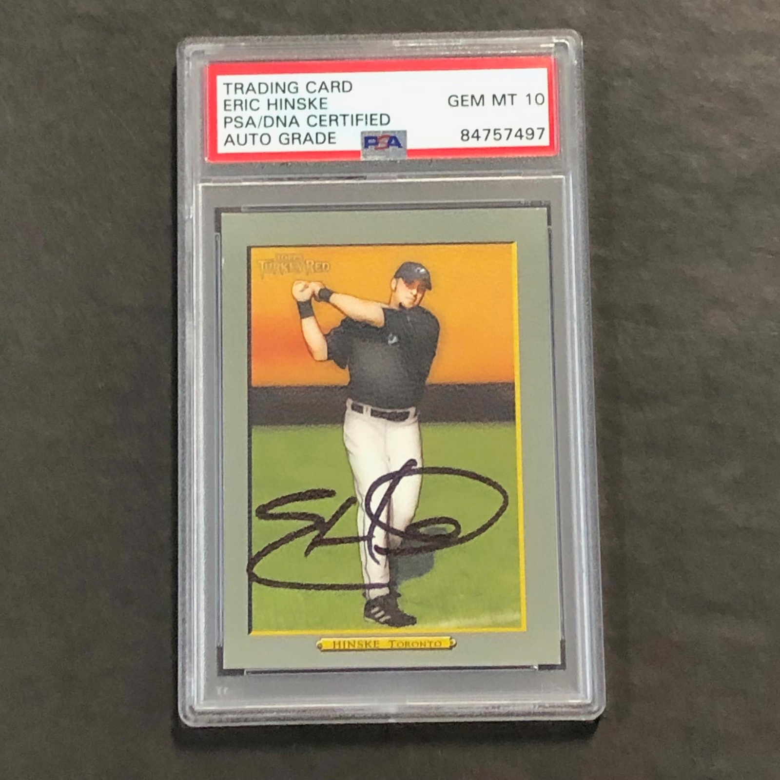 2005 Topps Turkey Red #108 Eric Hinske Signed Card PSA/DNA Slabbed AUTO 10 Bluej