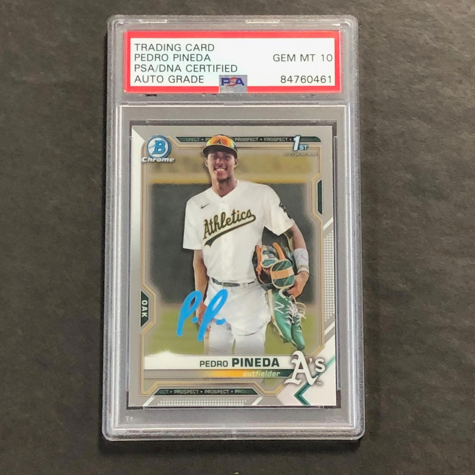 2021 Bowman Chrome #BCP-216 Pedro Pineda Signed Card PSA Slabbed Auto 10 A's