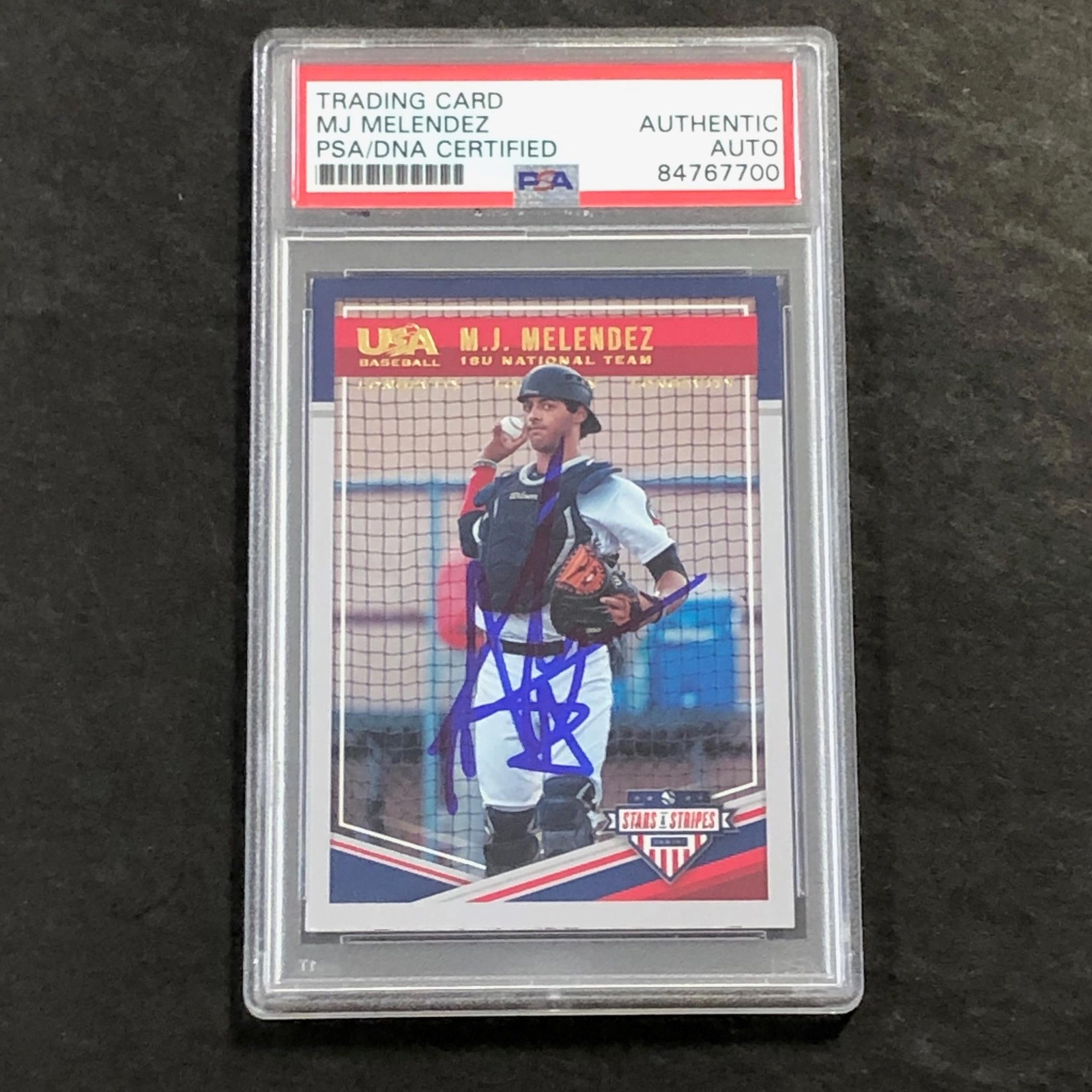 2018 Panini Stars and Stipes #86 MJ Melendez Signed Card Auto PSA Slabbed Team U