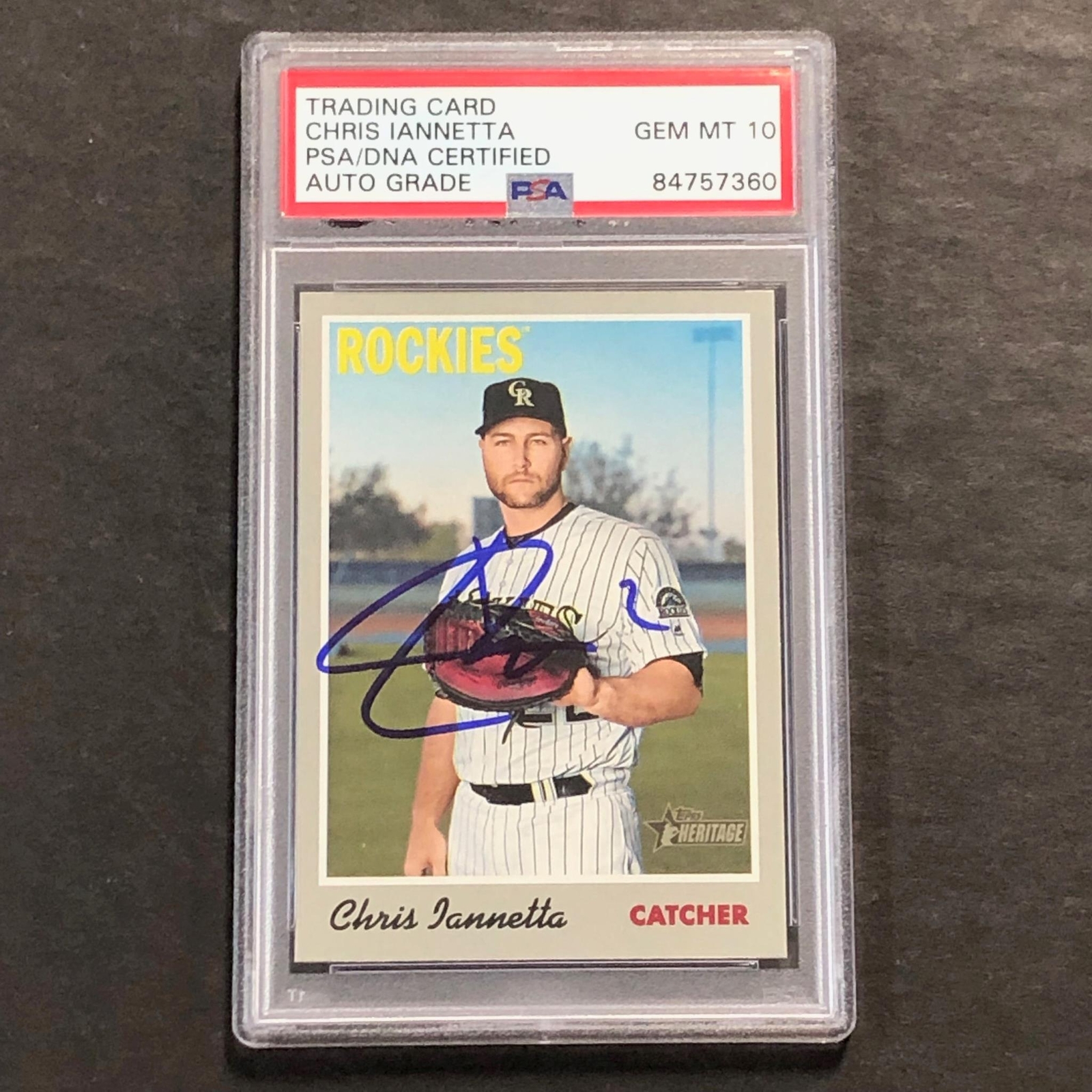 2019 Topps Heritage #85 Chris Ianetta Signed Card PSA Slabbed Auto 10 Rockies