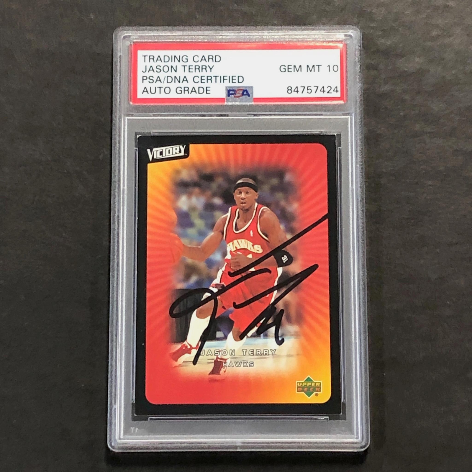 2003 Upper Deck #2 Jason Terry Signed Card AUTO 10 PSA Slabbed Hawks