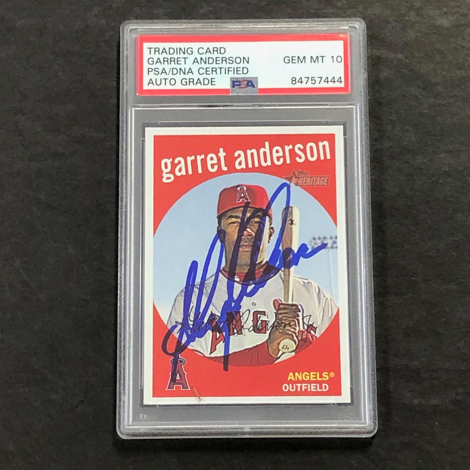 2008 Topps Heritage #328 Garret Anderson Signed Card AUTO 10 PSA/DNA Slabbed Ang