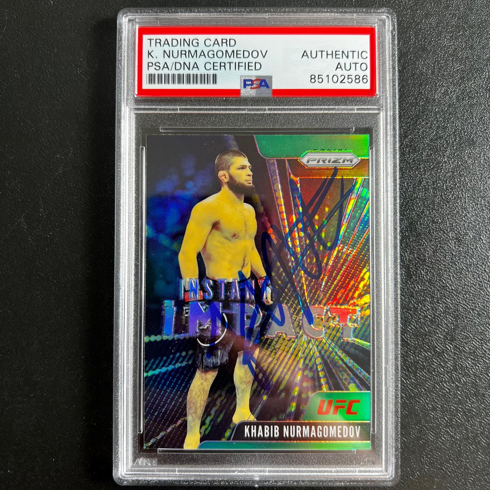 2021 Panini Prizm #2 Khabib Nurmagomedov Signed Card PSA Slabbed