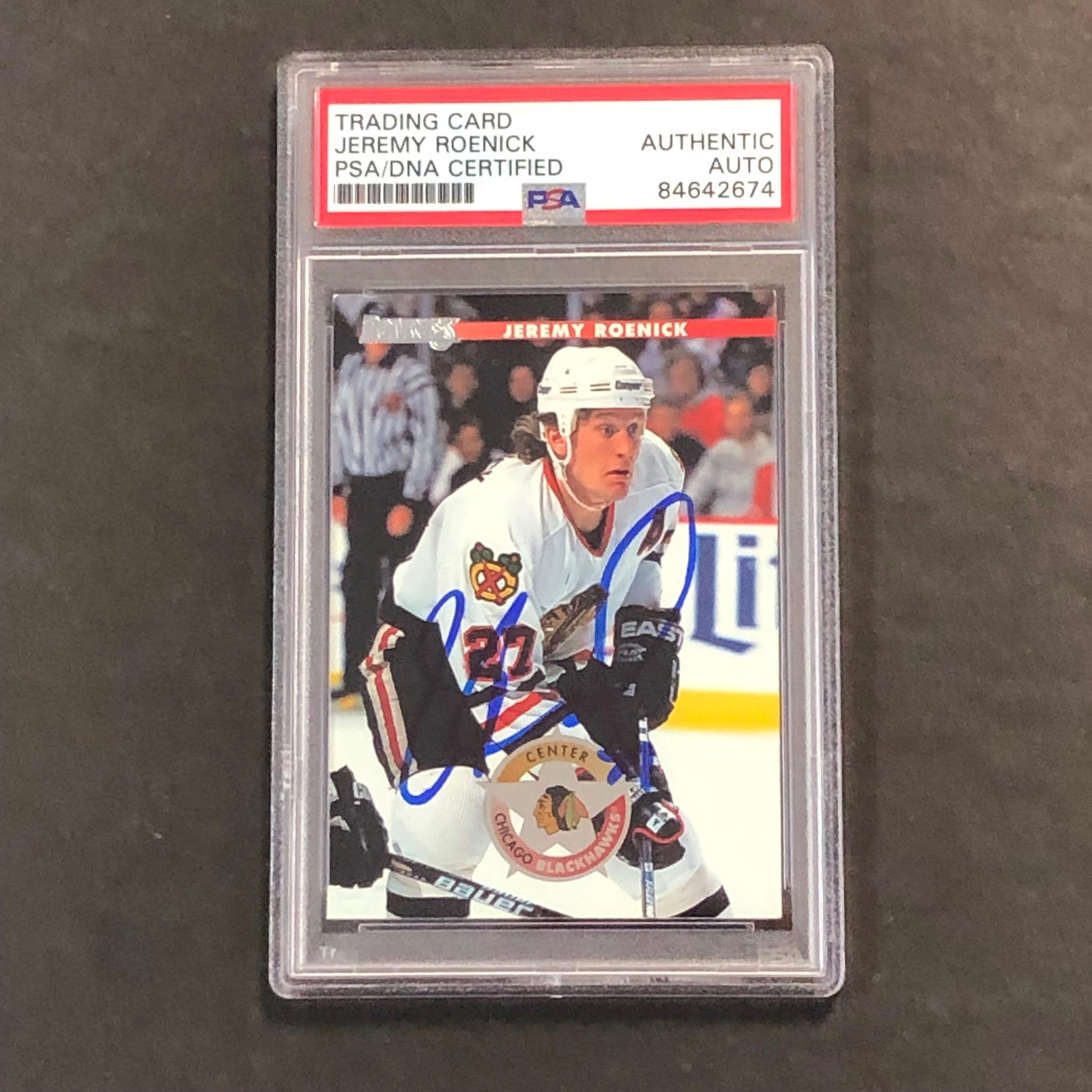 1996-97 Donruss Press Proof #2 Jeremy Roenick Signed Card AUTO PSA slabbed Black