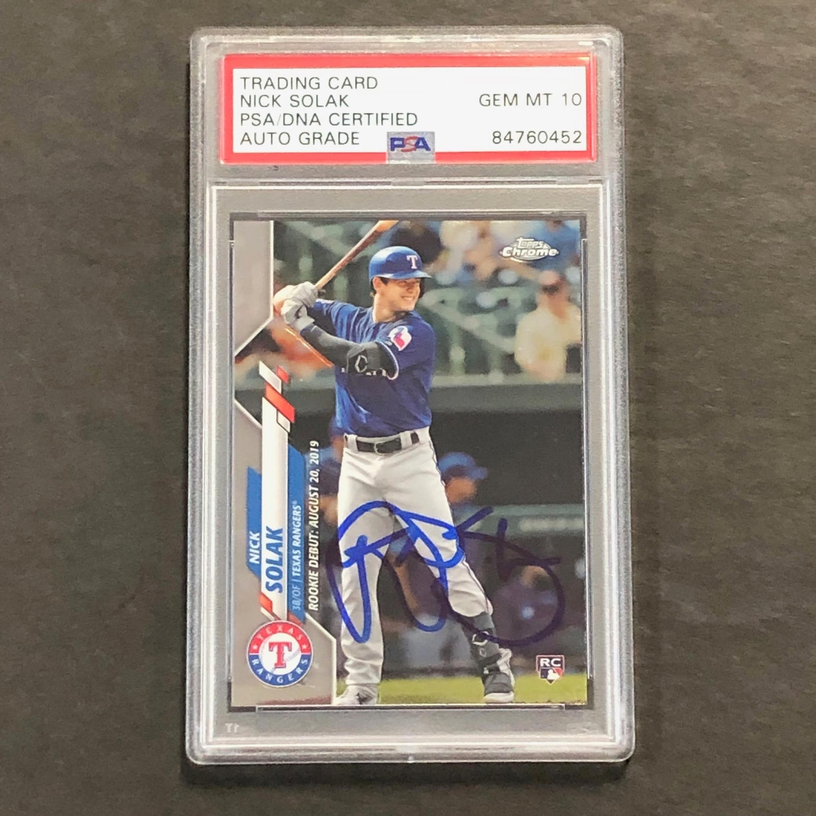2020 Topps Chrome #U-60 Nick Solak Signed Card AUTO 10 PSA Slabbed Rangers