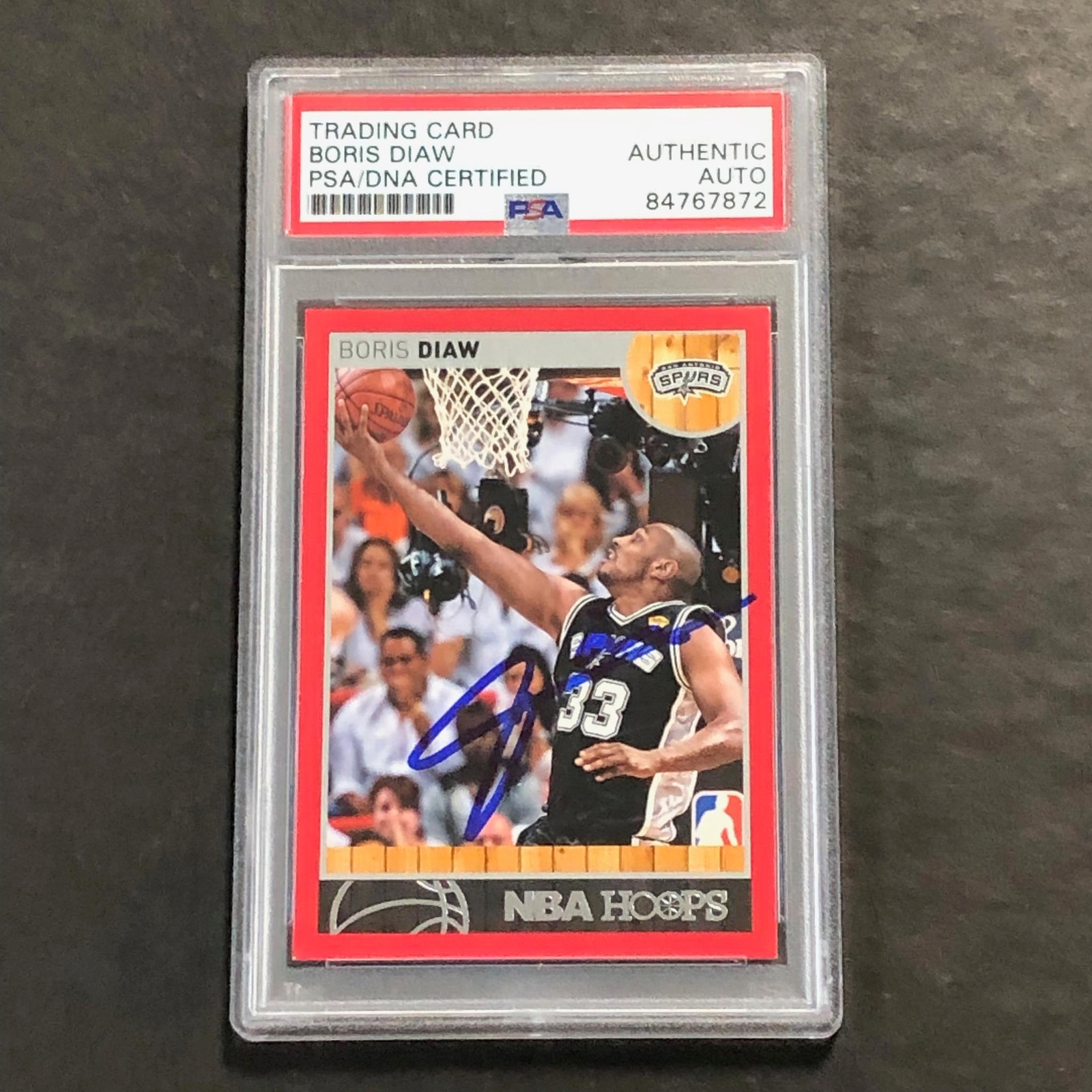 2013-14 NBA HOOPS #217 Boris Diaw Signed Card AUTO PSA Slabbed Spurs