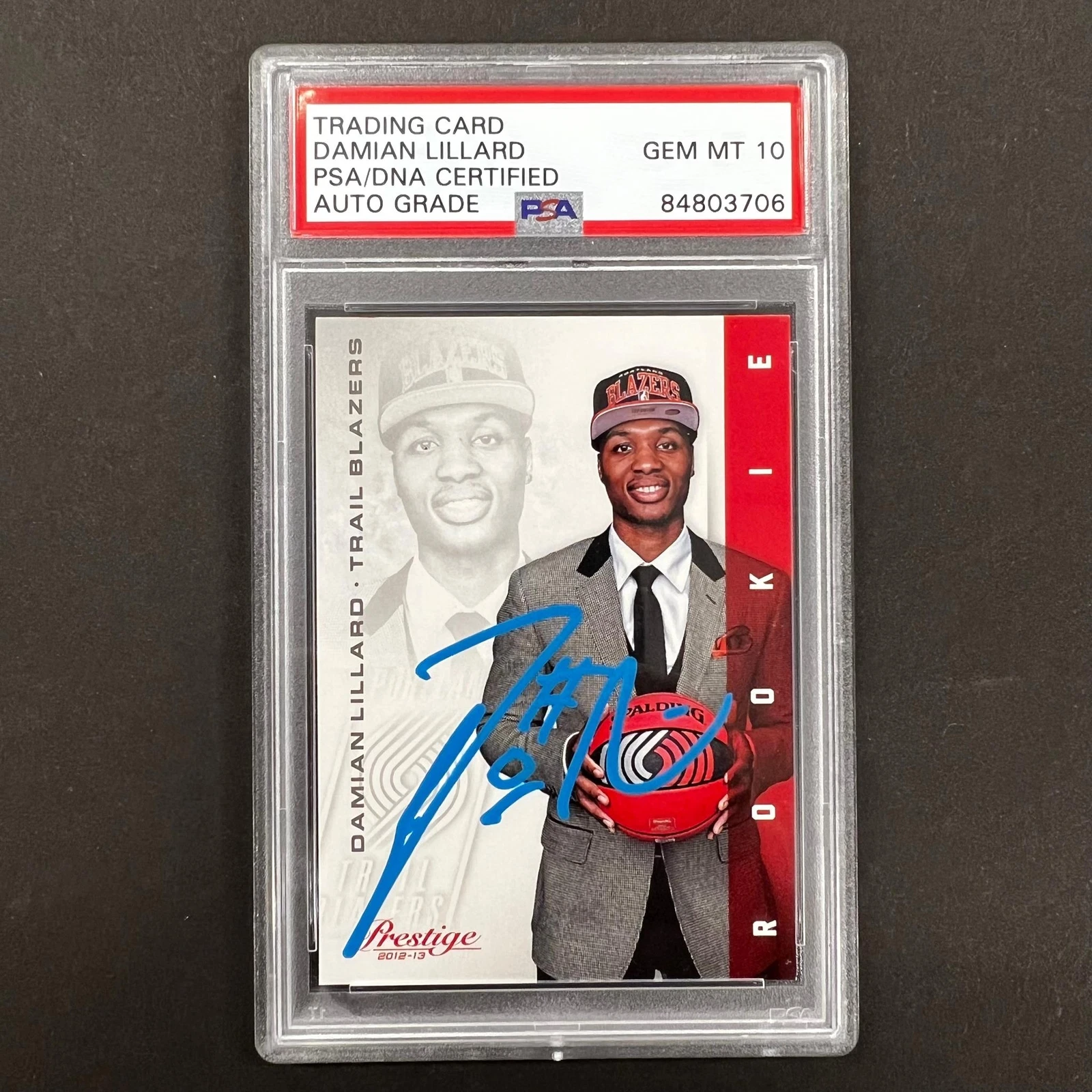 2012-13 Panini Prestige #214 Damian Lillard Signed Card AUTO 10 PSA Slabbed Trai