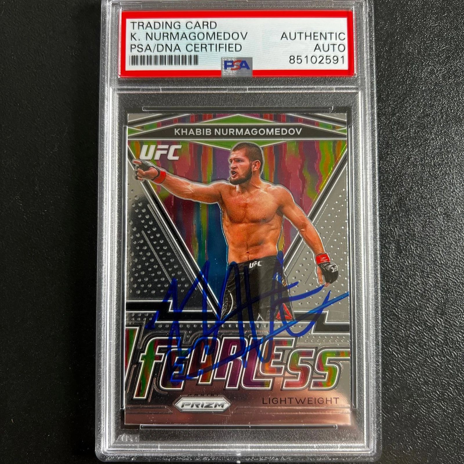 2021 Panini Prizm #22 Khabib Nurmagomedov Signed Card PSA Slabbed