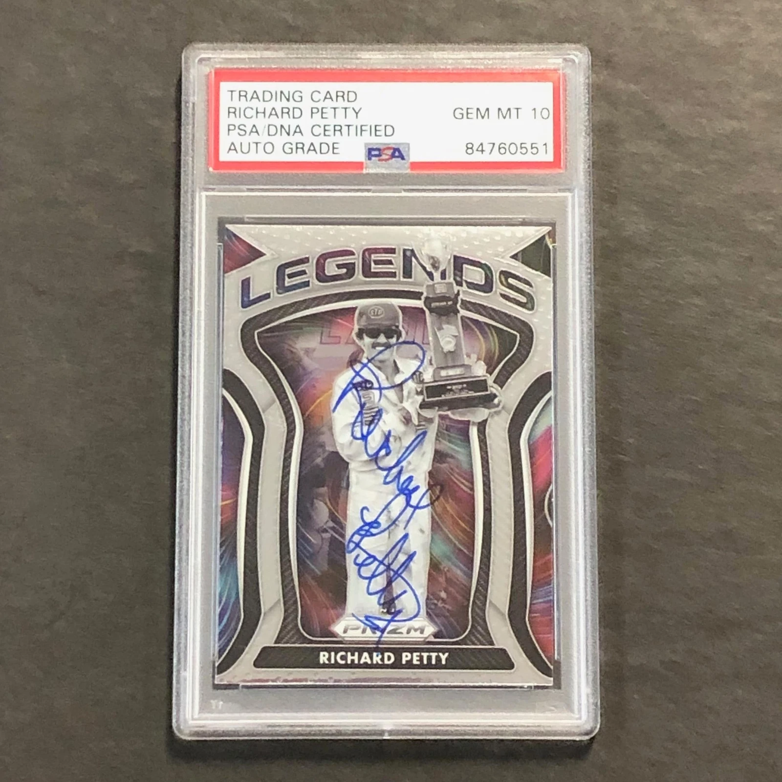 2021 Panini Prizm Racing #82 Richard Petty Signed Card AUTO GRADE 10 PSA Slabbed