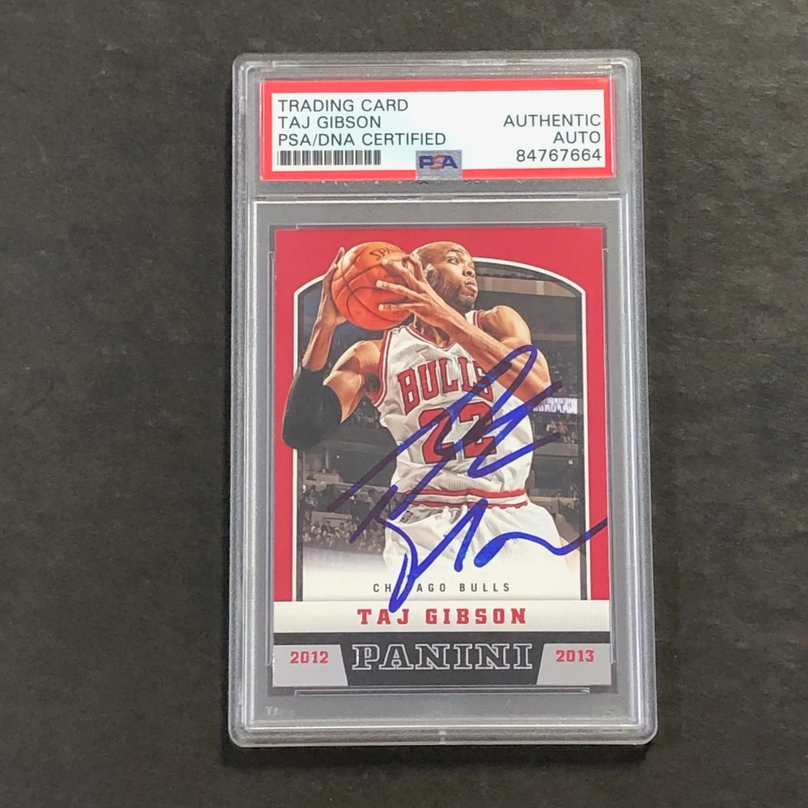 2012-13 Panini Basketball #160 Taj Gibson Signed Card AUTO PSA Slabbed Bulls