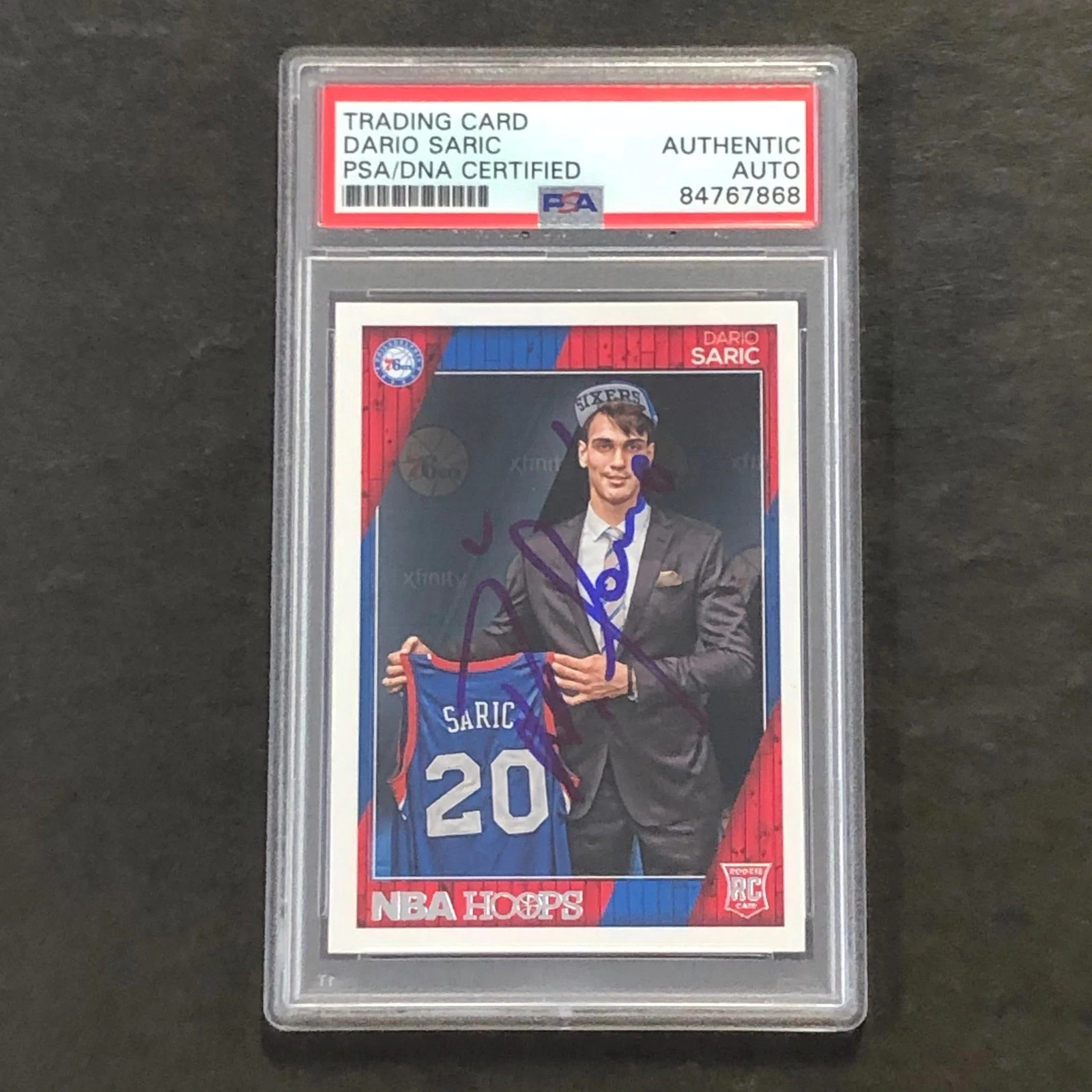 2016-17 NBA Hoops #299 Dario Saric Signed Card AUTO PSA Slabbed Philadelphia 76e