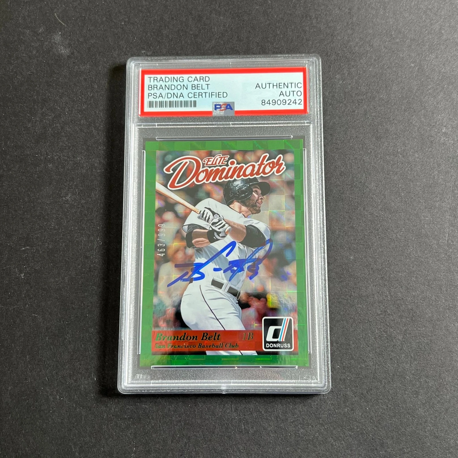 2014 Panini Donruss #3 Brandon Belt signed card PSA Auto Slabbed