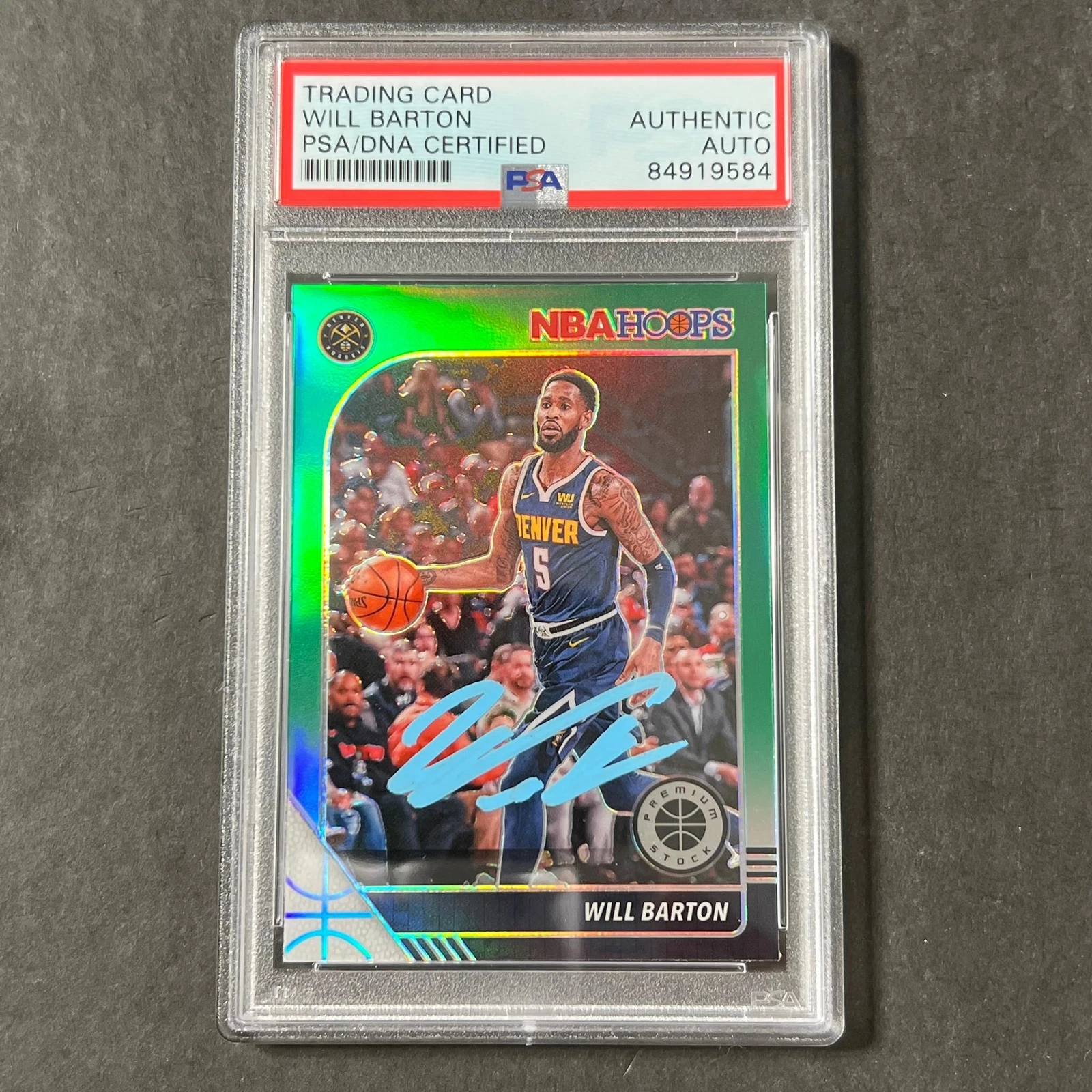 2019-20 NBA Hoops Premium Stock #48 Will Barton Signed Card AUTO PSA Slabbed Nug
