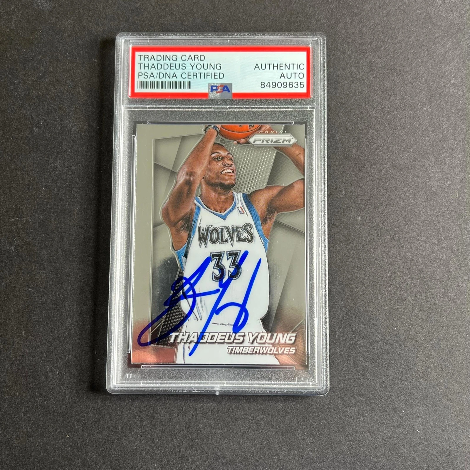 2014-15 Panini Prizm #14 Thaddeus Young Signed Card AUTO PSA/DNA Slabbed Timberw