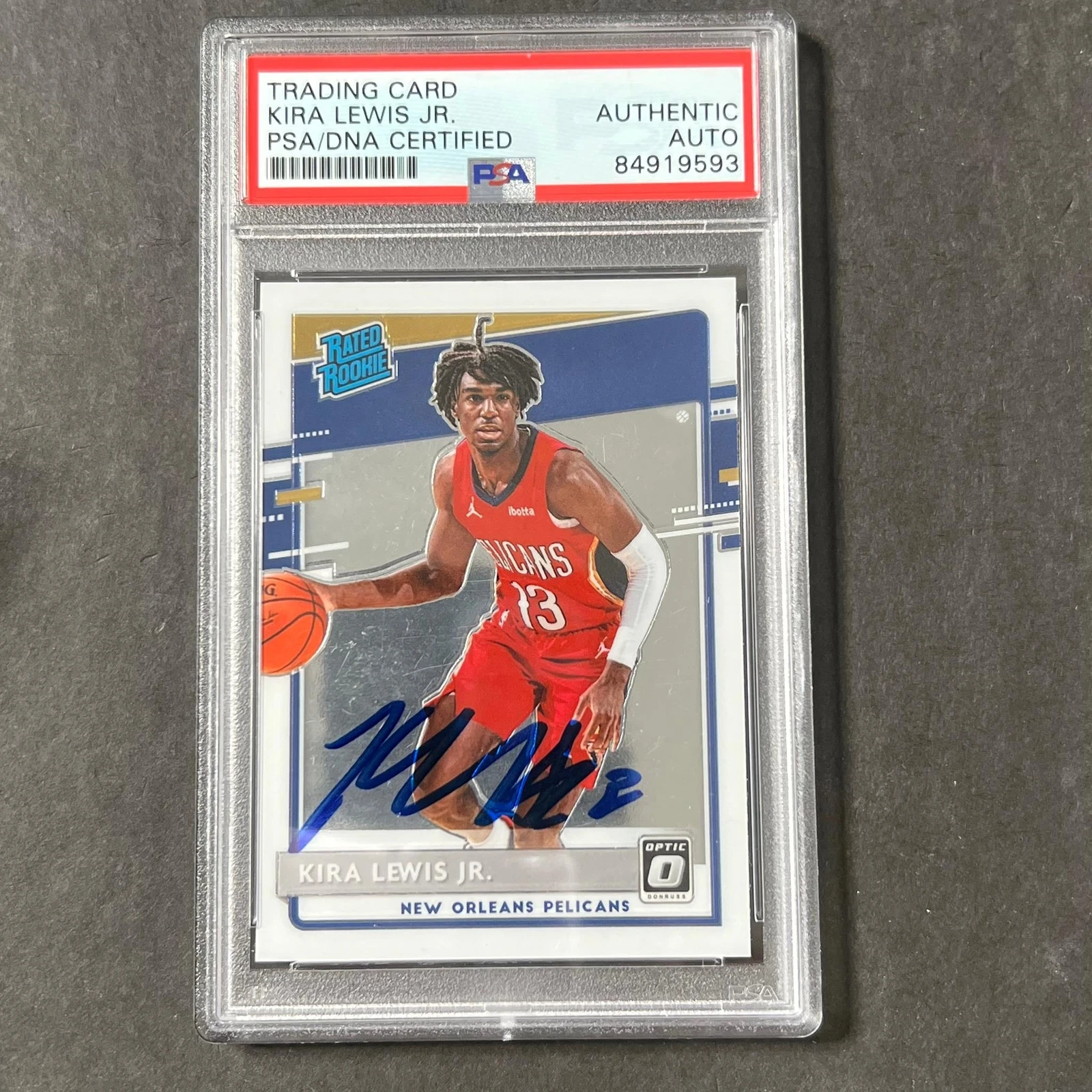 2020-21 Panini Donruss Optic #163 Kira Lewis Jr. Signed Card AUTO 10 PSA Slabbed